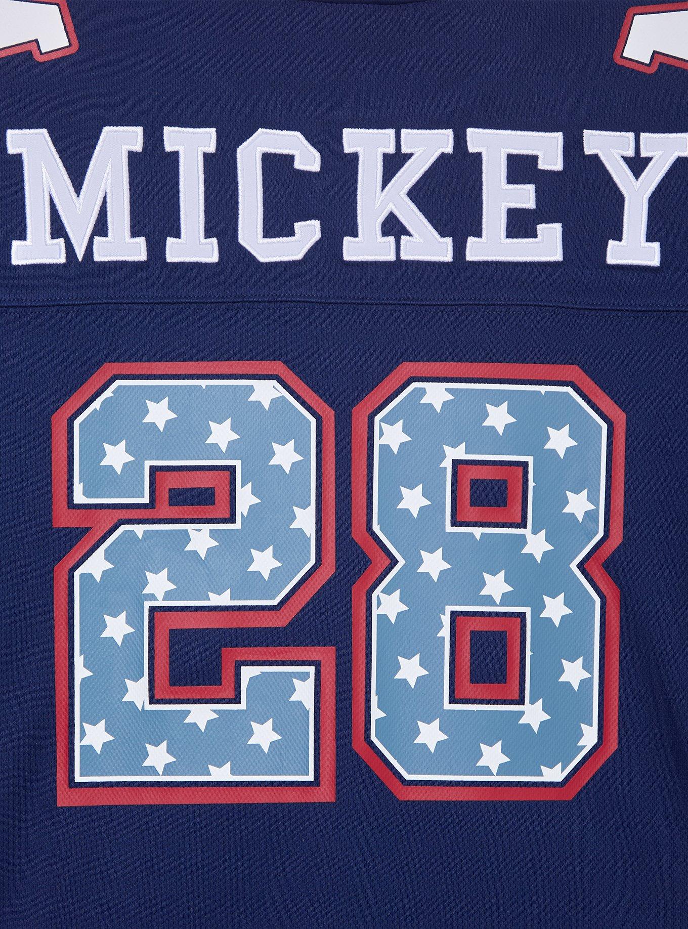 Disney Mickey Mouse Women's Plus Size Cropped Football Jersey - BoxLunch Exclusive, NAVY, alternate