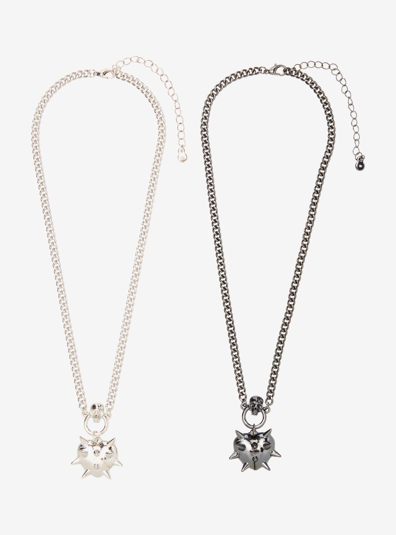 Spiked Heart Best Friend Necklace Set, , hi-res