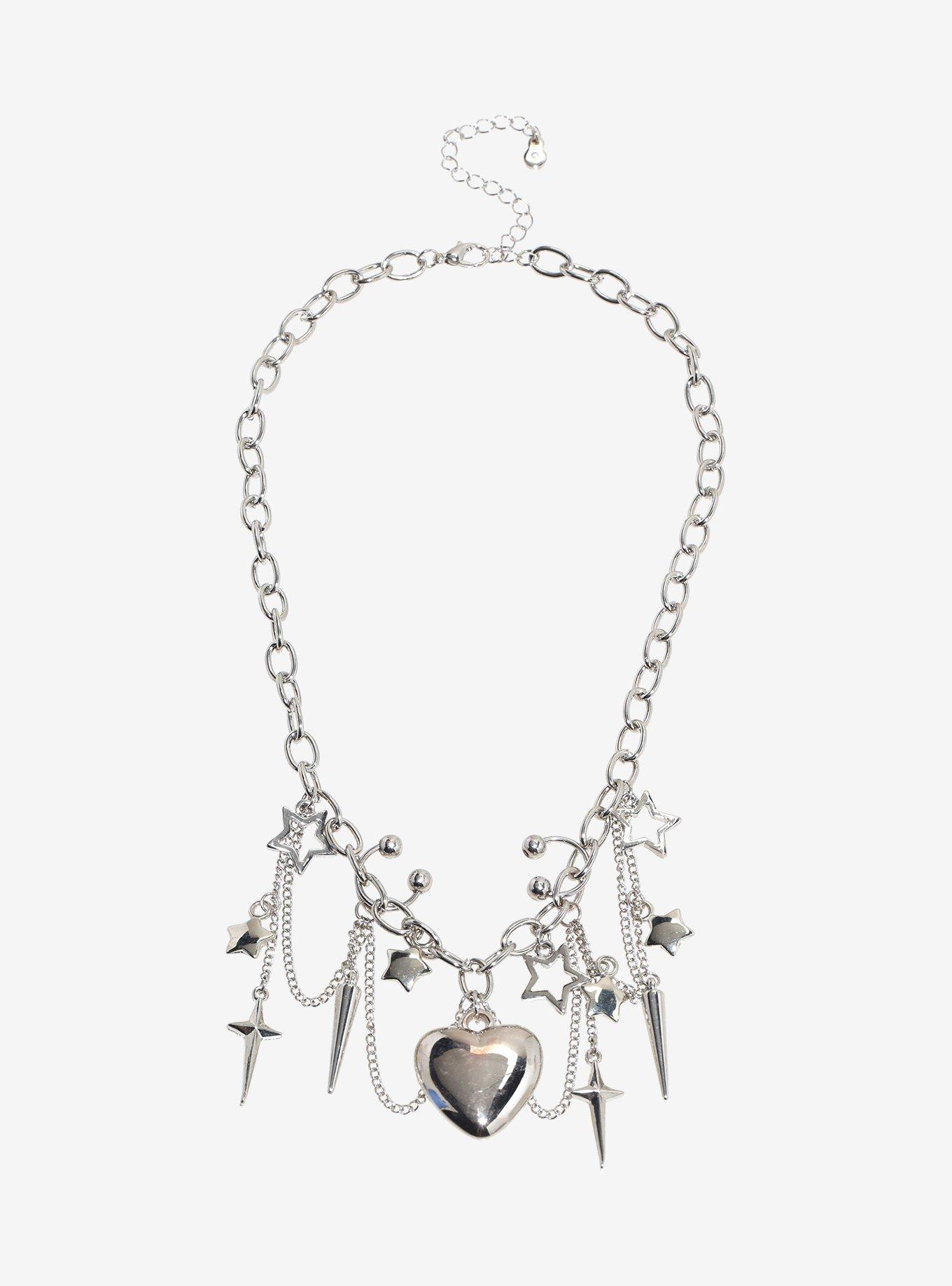Social Collision Bubble Heart Star Choker, , hi-res