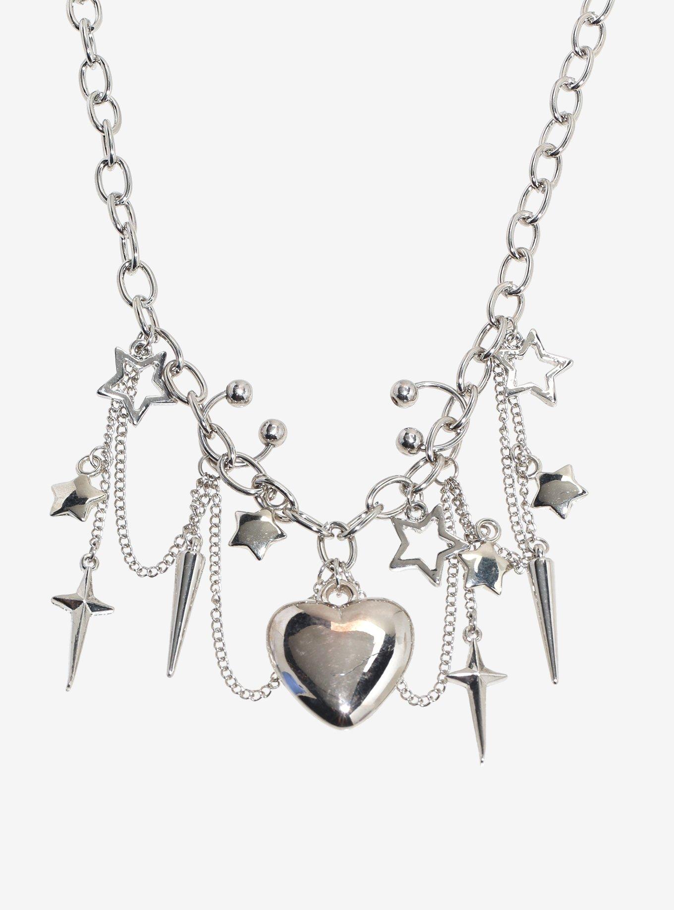 Social Collision Bubble Heart Star Choker, , alternate