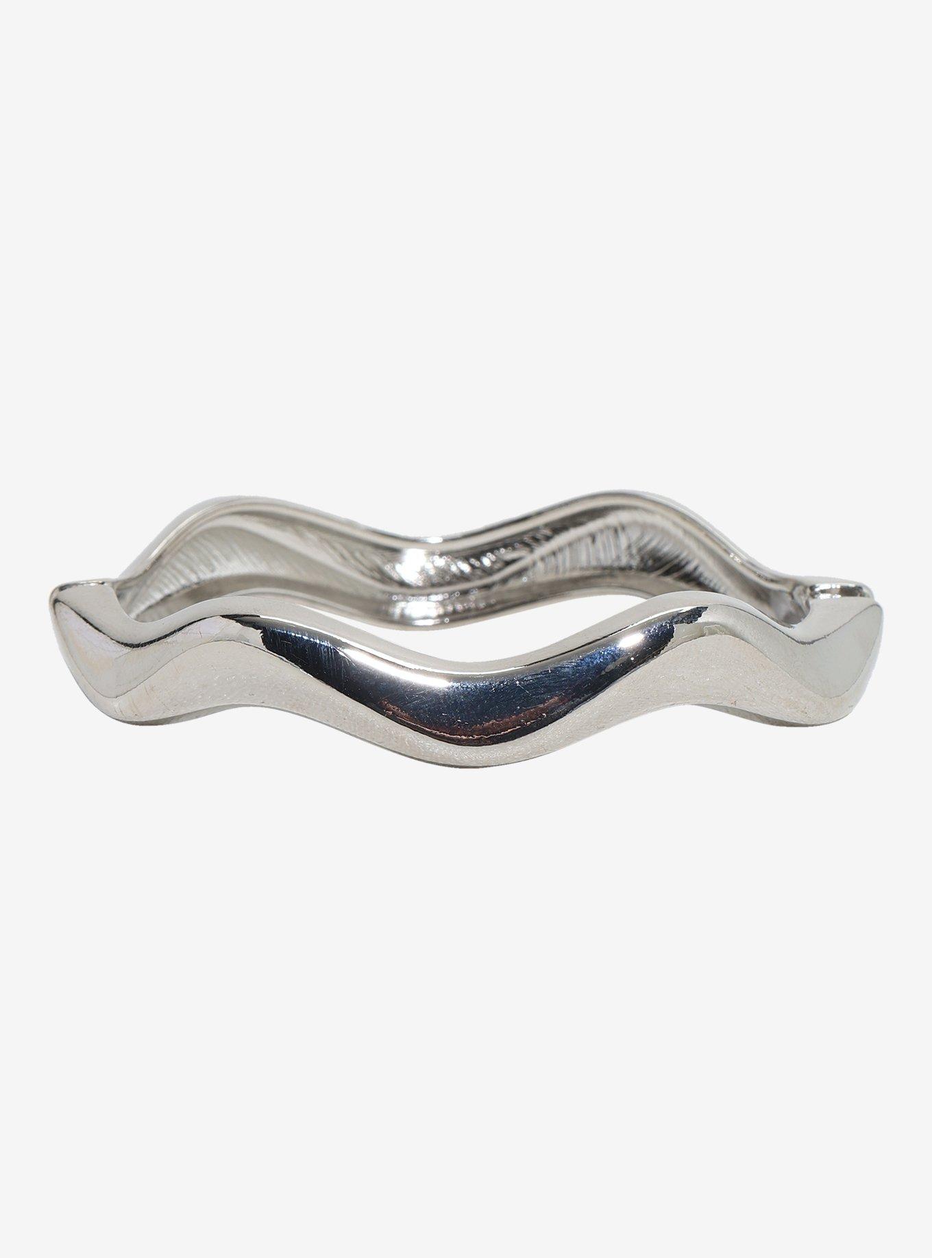 Social Collision Silver Wave Bangle, , hi-res