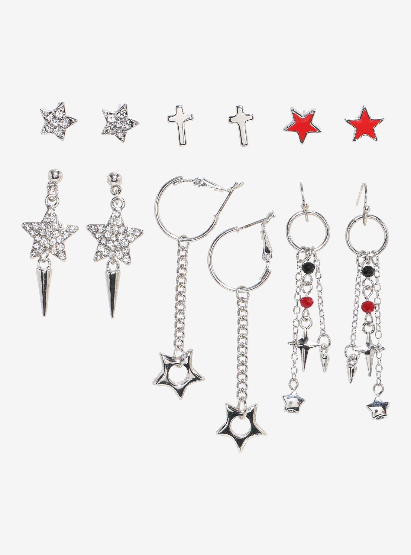 Social Collision Star Bling Cross Earring Set, , hi-res