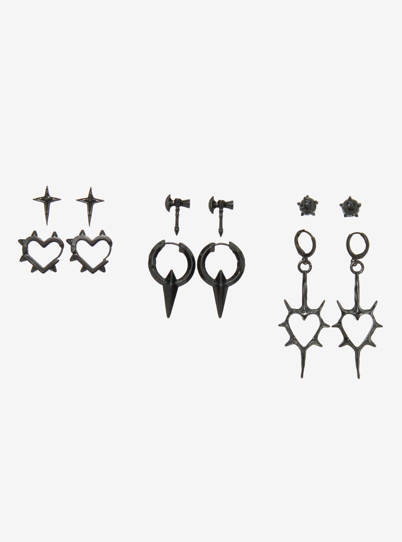 Spiky Heart Axe Earring Set, , hi-res