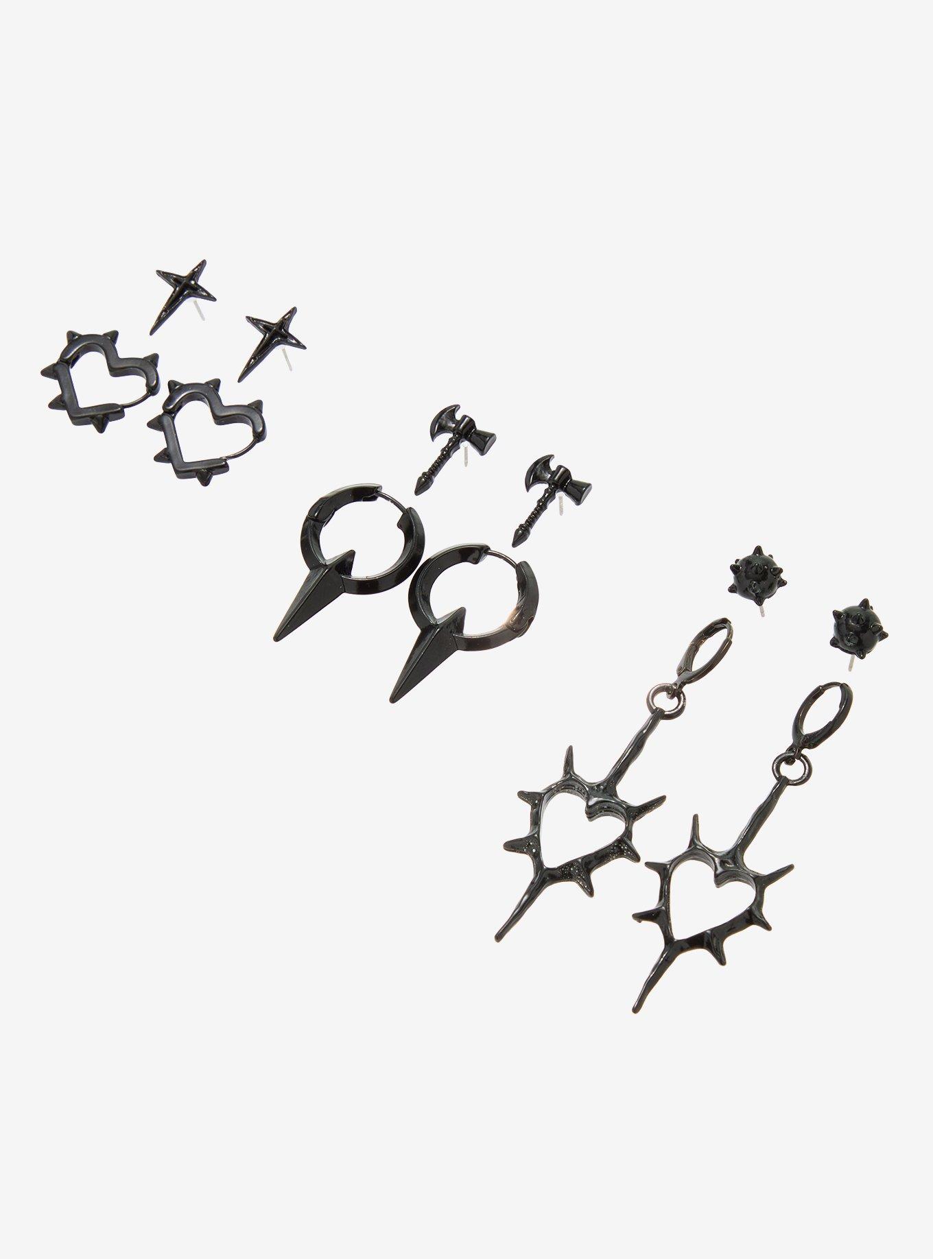 Spiky Heart Axe Earring Set, , alternate