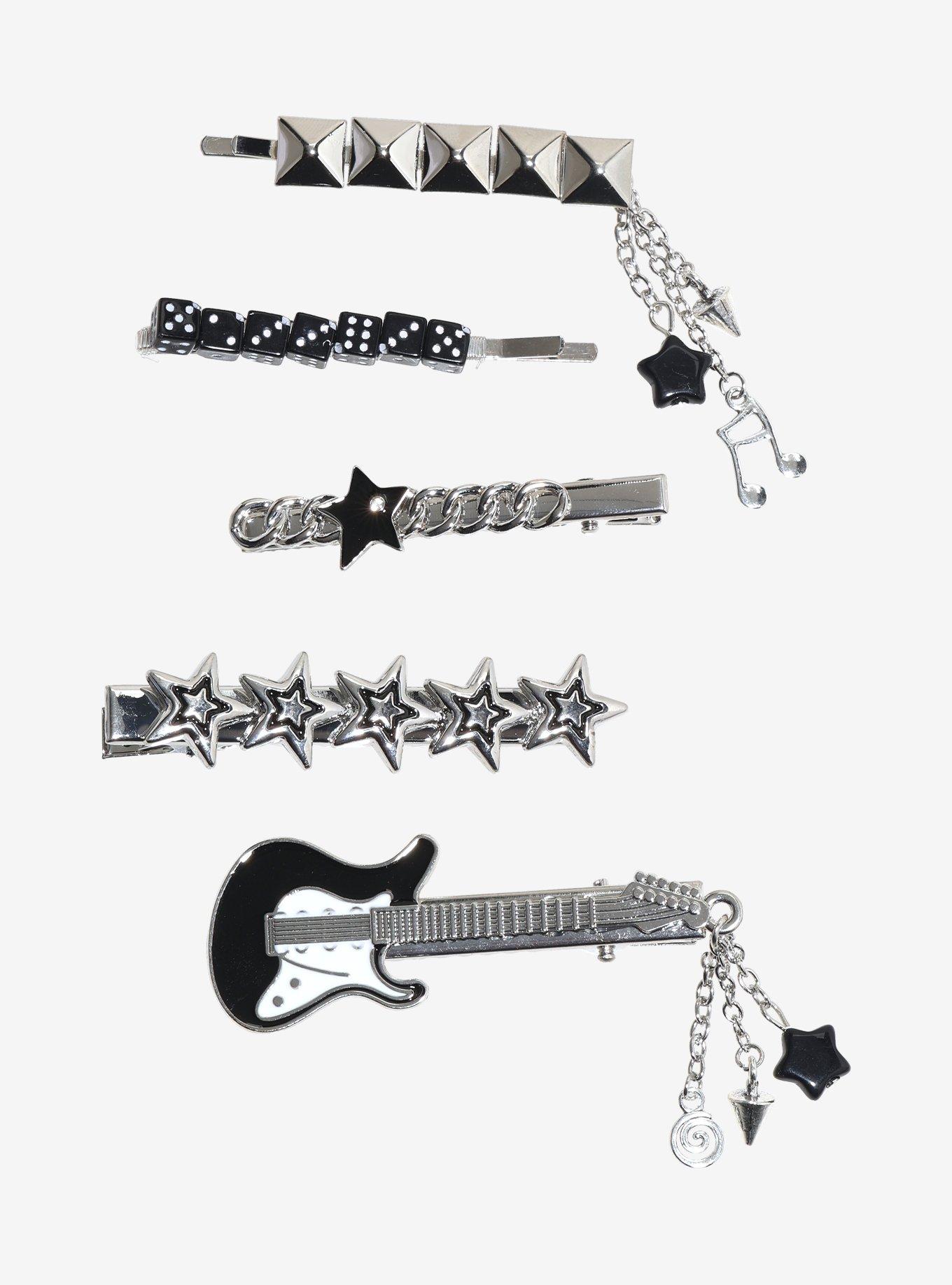 Rock Star Guitar Dice Hair Clip Set, , hi-res