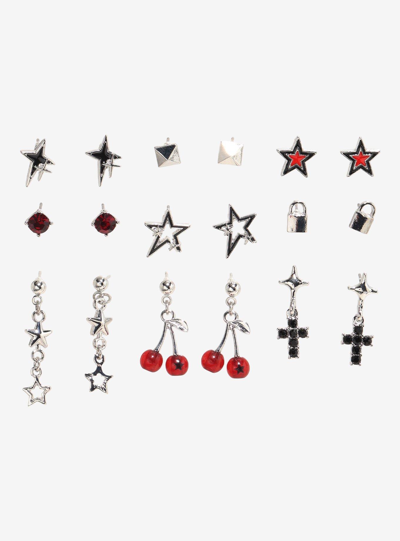 Social Collision Cherry Star Stud Earring Set, , hi-res
