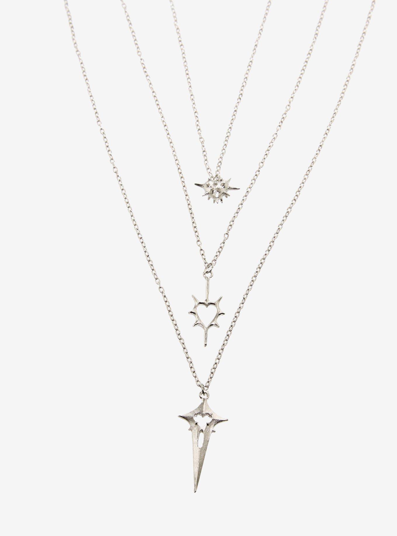 Spiked Heart Spire Necklace Set, , hi-res