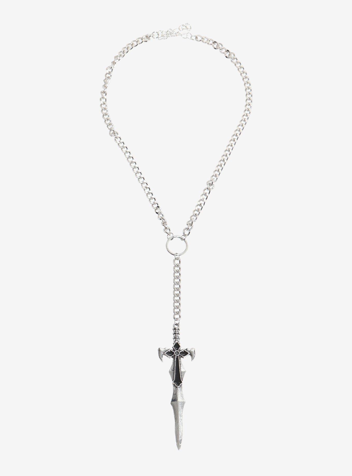 Gothic Dagger Lariat Necklace, , hi-res