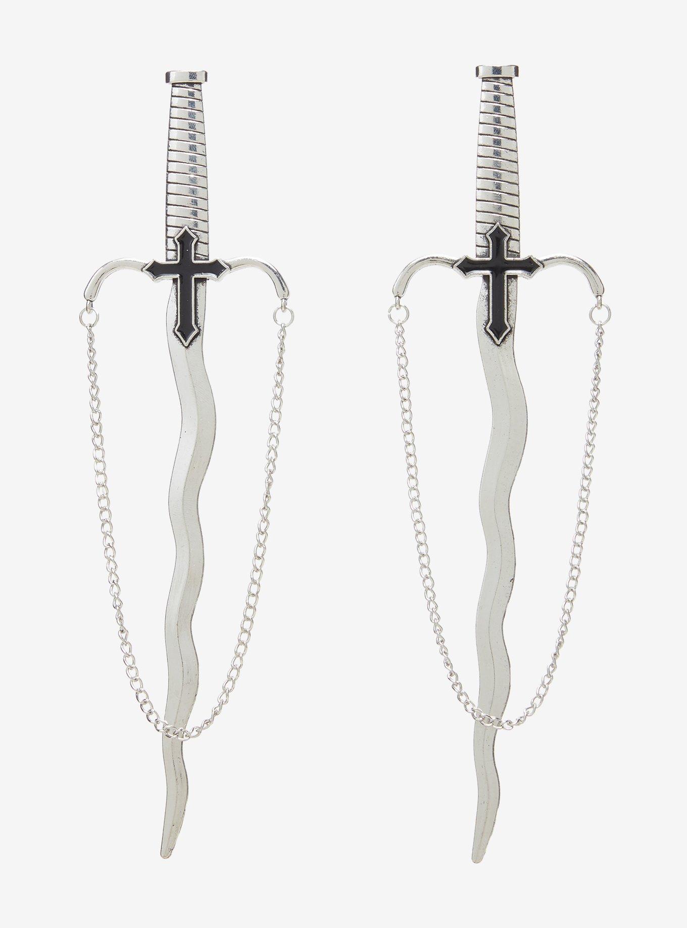 Cross Dagger Chain Hair Stick Set, , hi-res