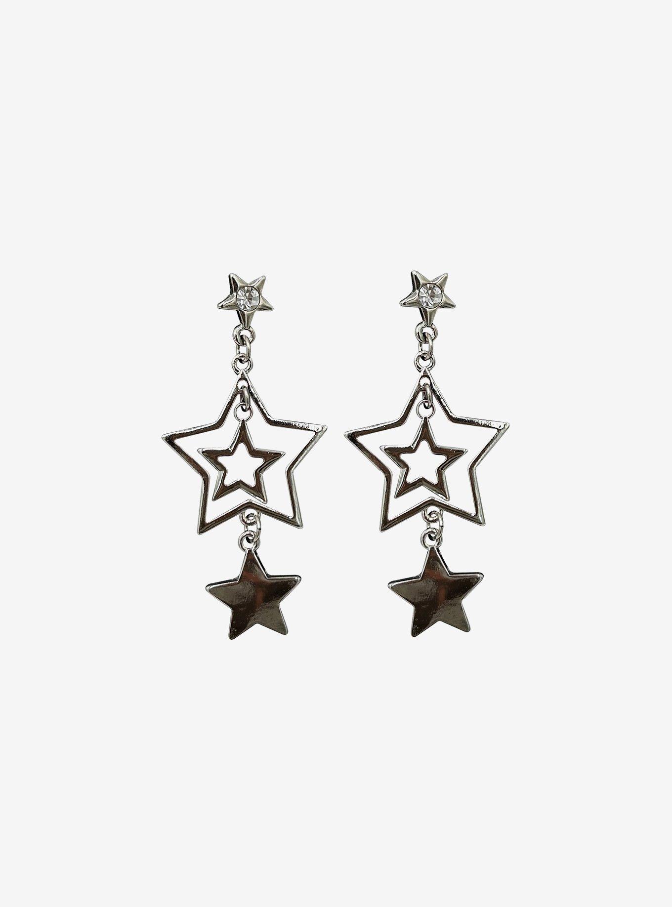 Social Collision Multi-Star Drop Earrings, , alternate