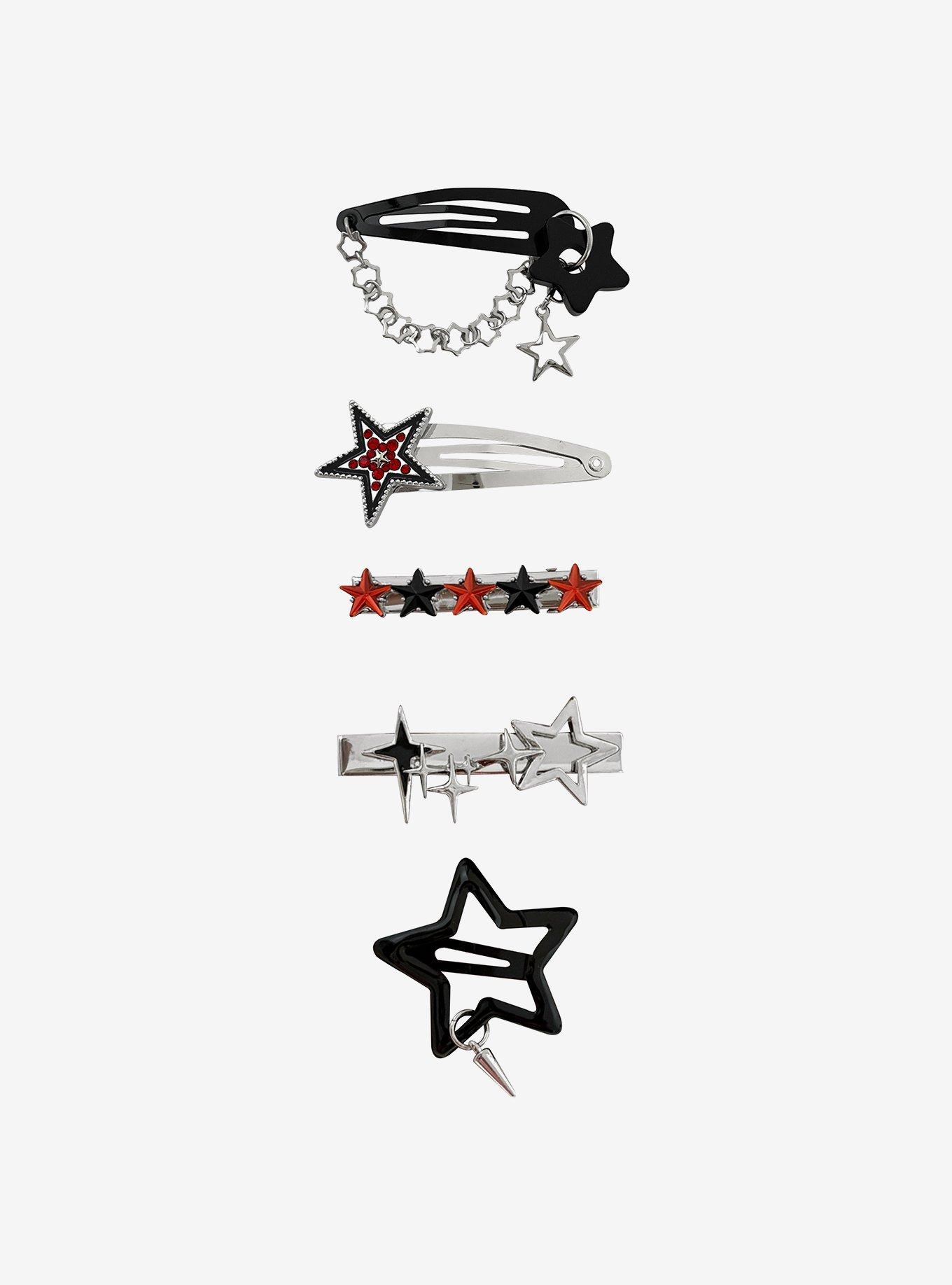 Social Collision Black & Red Star Hair Clip Set, , hi-res
