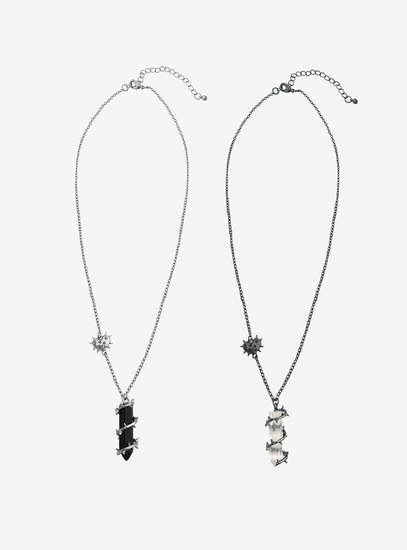 Black & Clear Crystal Vine Best Friend Necklace Set, , hi-res