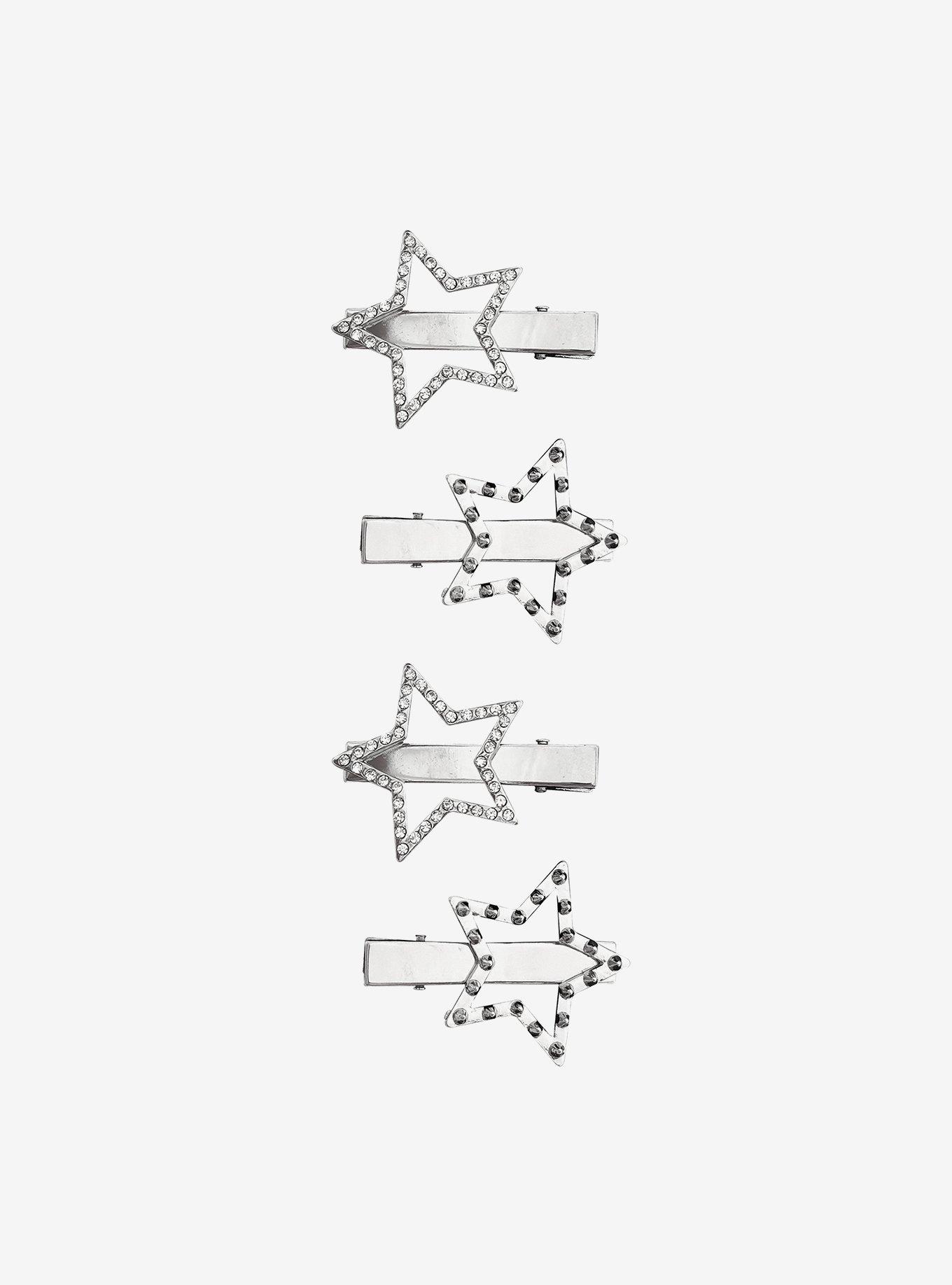 Silver Bling Star Hair Clip Set, , hi-res