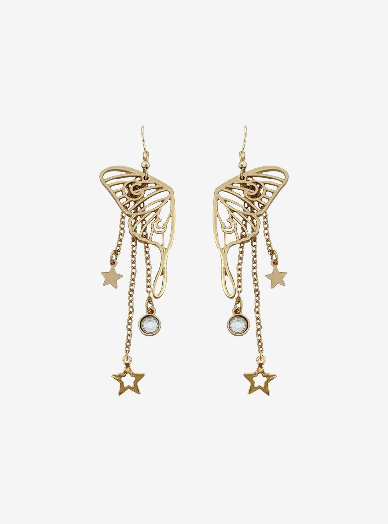 Thorn & Fable Moth Wing Drop Earrings, , hi-res