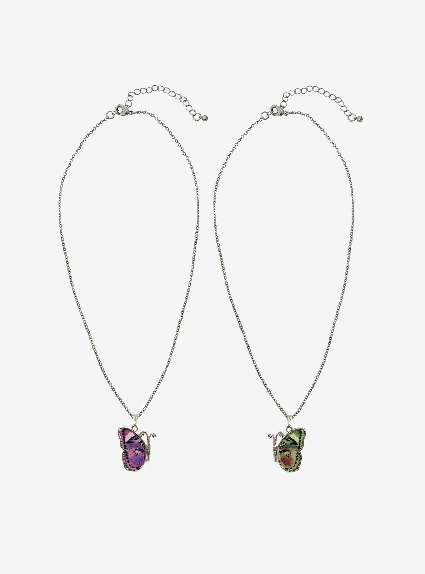 Thorn & Fable Butterfly Wing Locket Best Friend Necklace Set, , hi-res