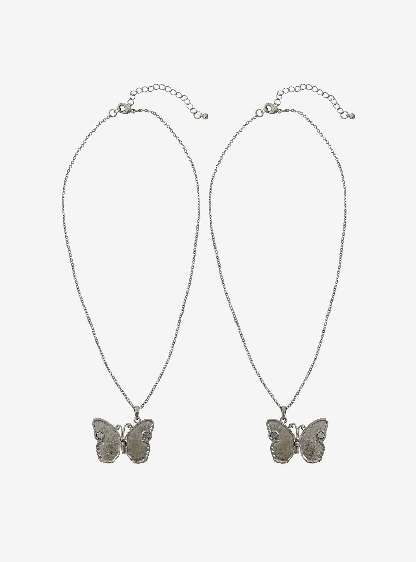 Thorn & Fable Butterfly Wing Locket Best Friend Necklace Set, , alternate