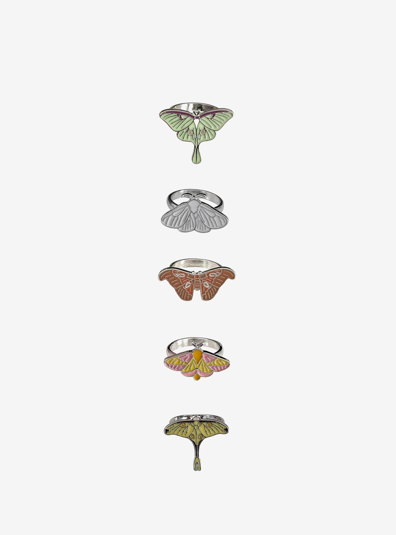 Thorn & Fable Colorful Moth Ring Set, , hi-res