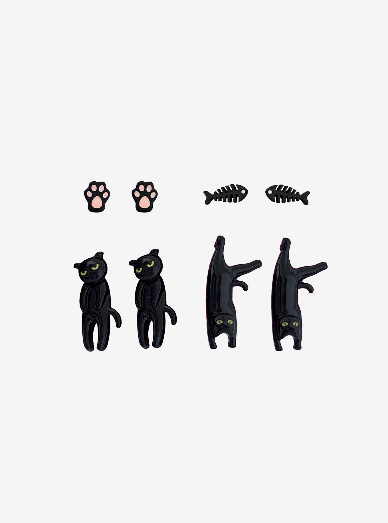 Sweet Society Black Cat Earring Set, , hi-res