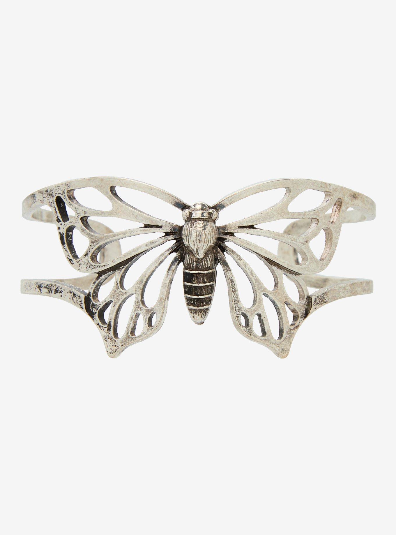 Thorn & Fable Butterfly Metal Cuff Bracelet, , hi-res