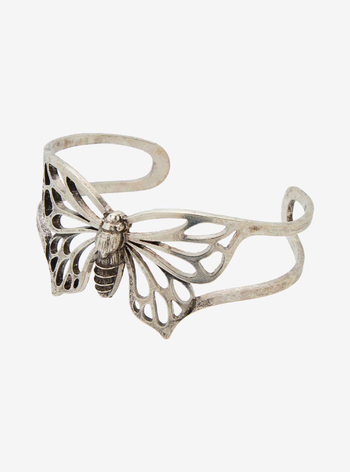 Thorn & Fable Butterfly Metal Cuff Bracelet, , alternate