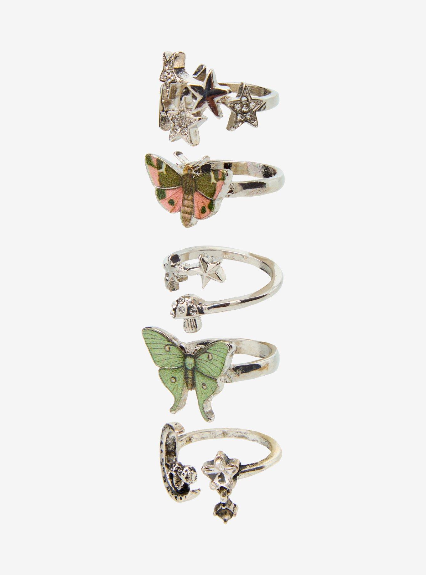 Thorn & Fable Celestial Moth Mushroom Ring Set, , alternate