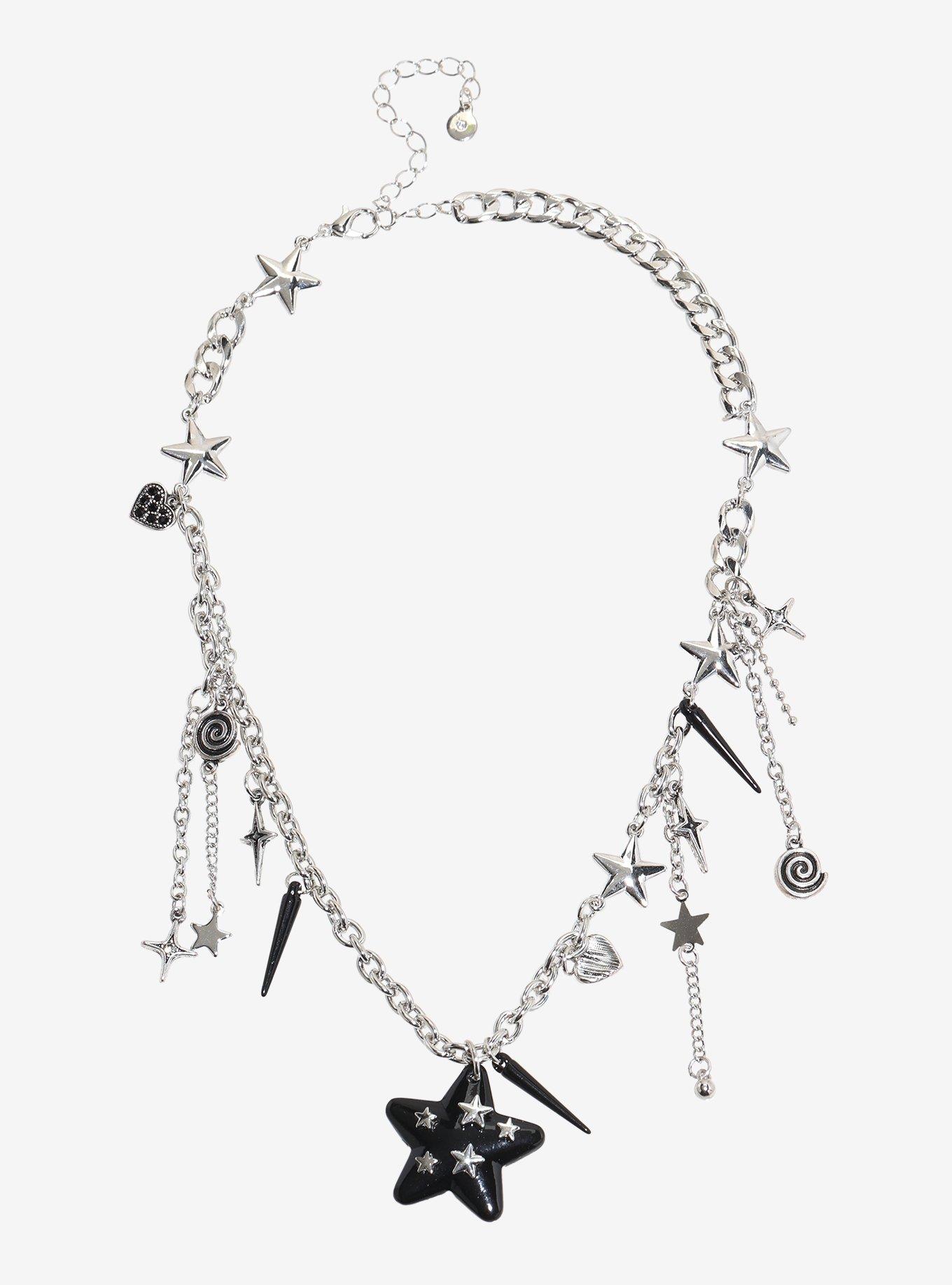Social Collision Star Spike Charm Chain Choker, , hi-res