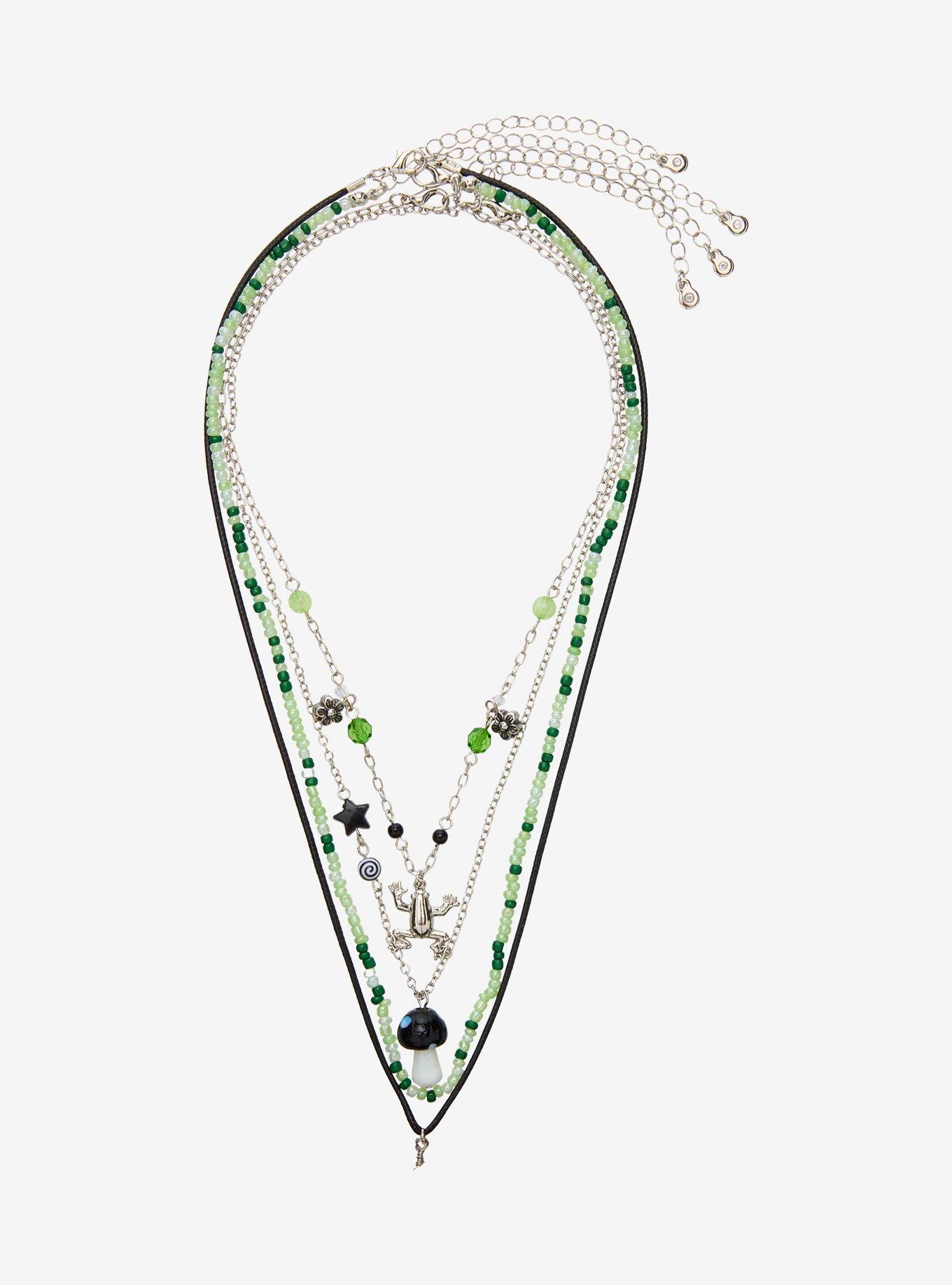 Thorn & Fable Mushroom Frog Crystal Necklace Set, , hi-res