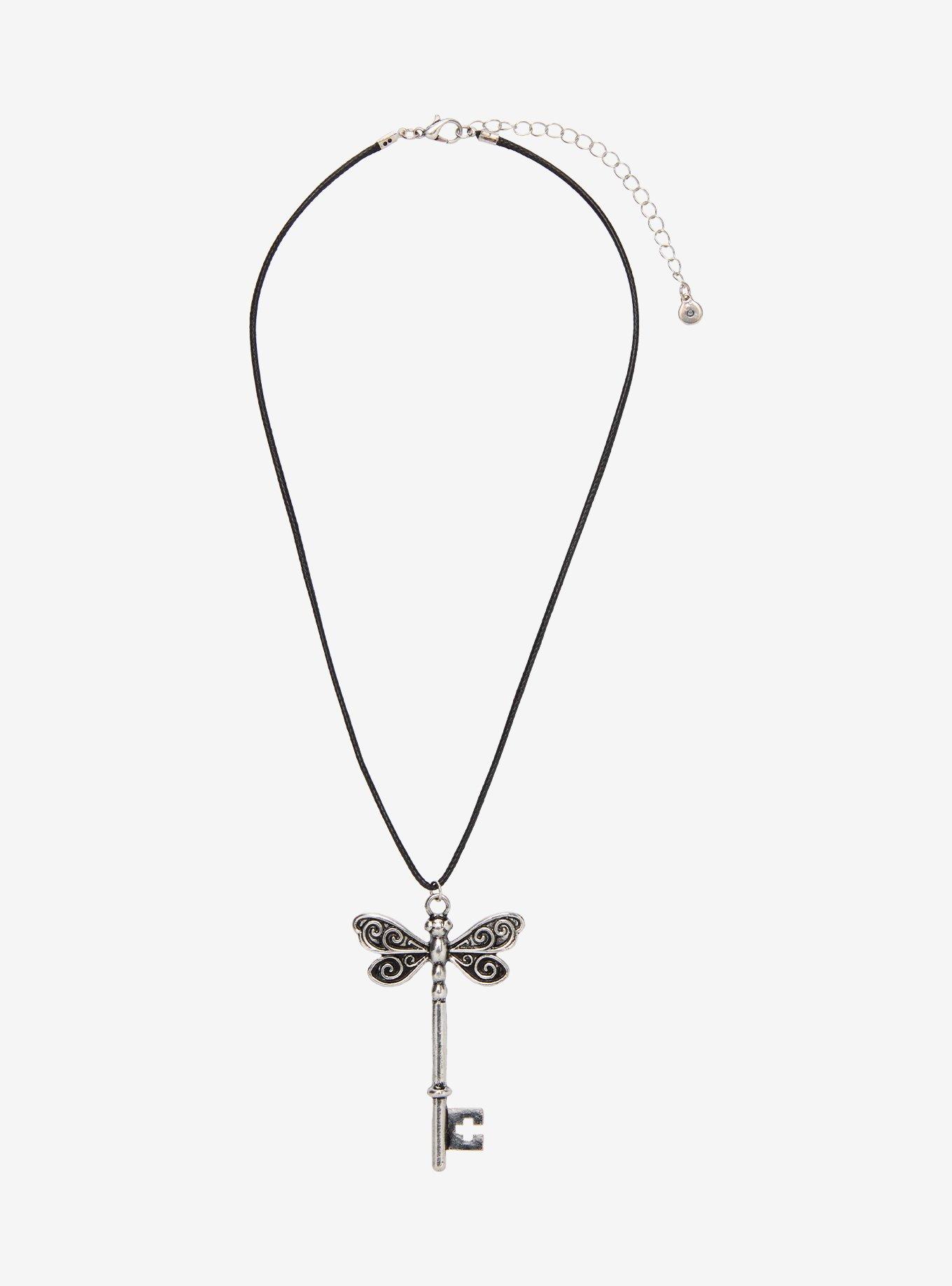 Thorn & Fable Dragonfly Key Pendant Cord Necklace, , hi-res