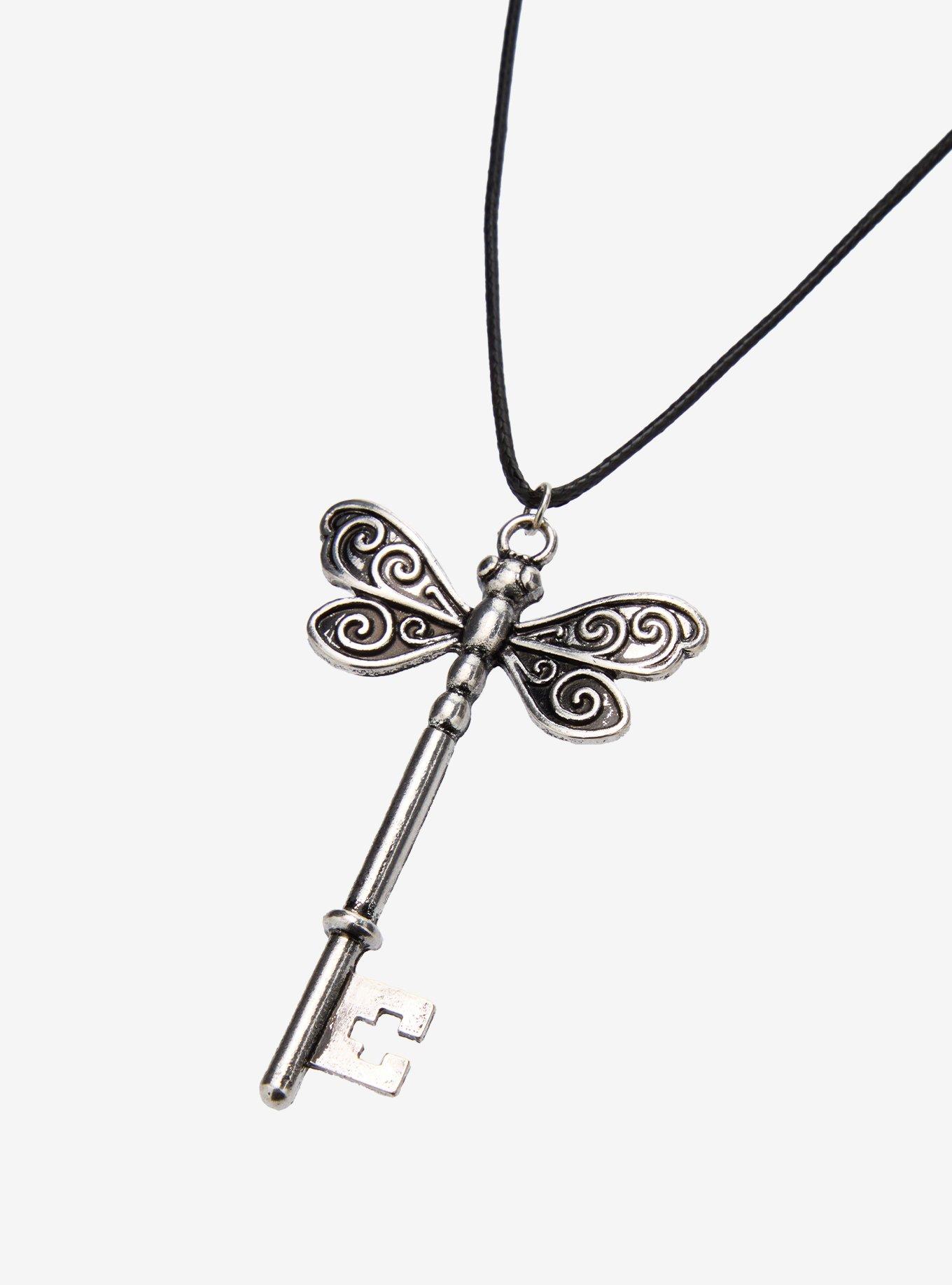 Thorn & Fable Dragonfly Key Pendant Cord Necklace, , alternate