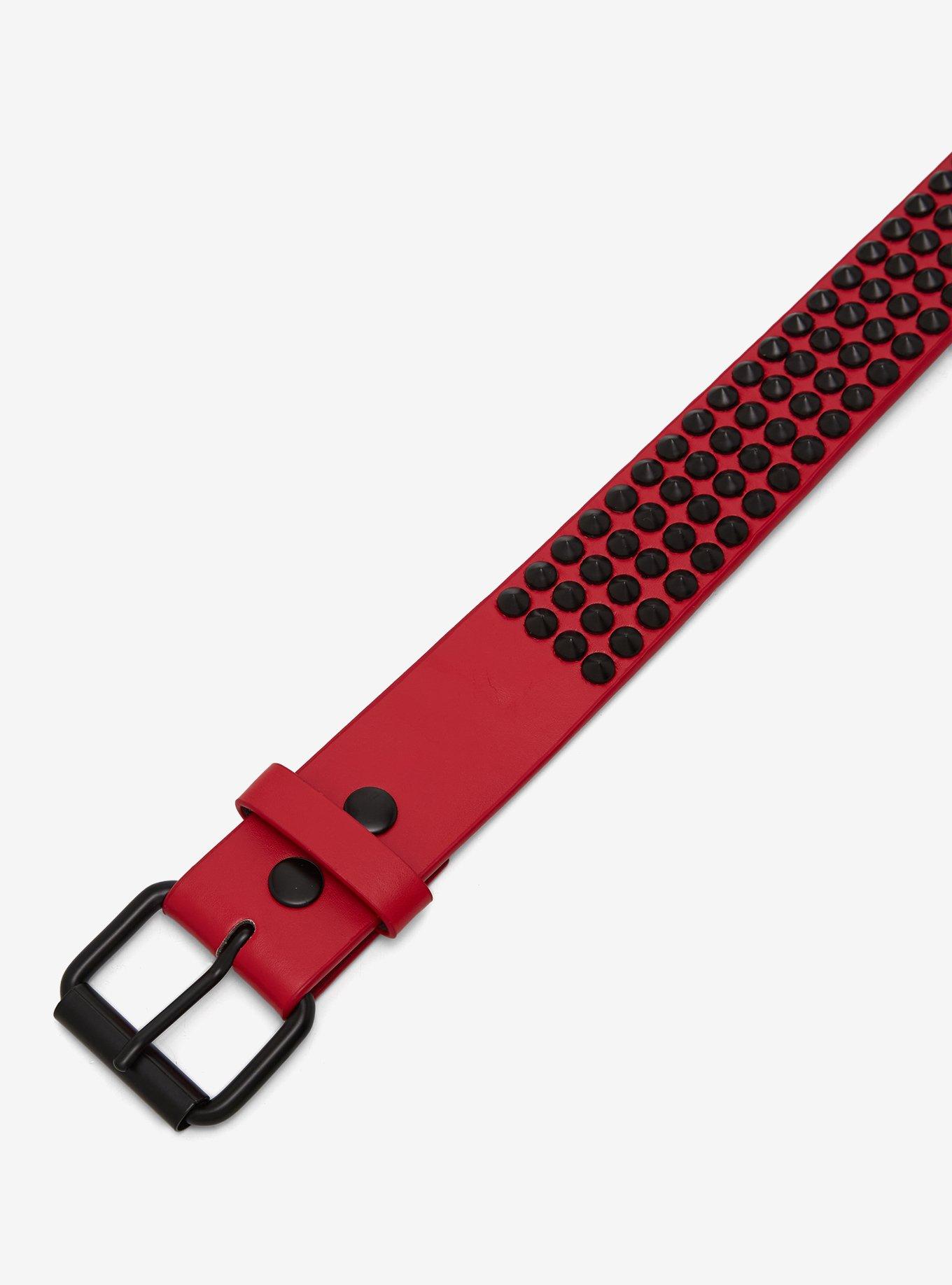 Red & Black Cone Stud Belt, , hi-res