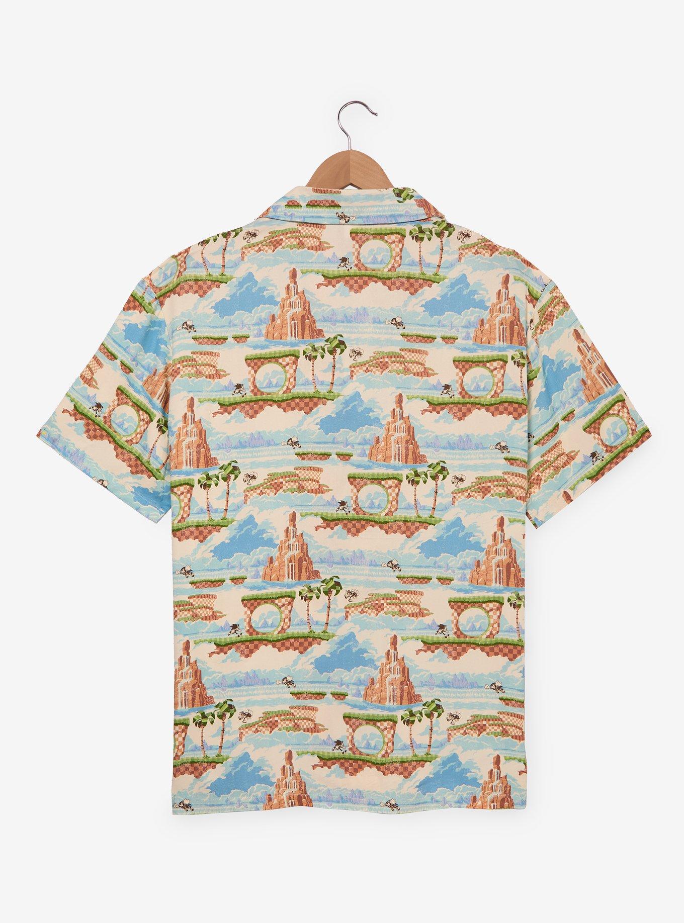 Sonic the Hedgehog Green Hill Map Allover Print Woven Button-Up - BoxLunch Exclusive