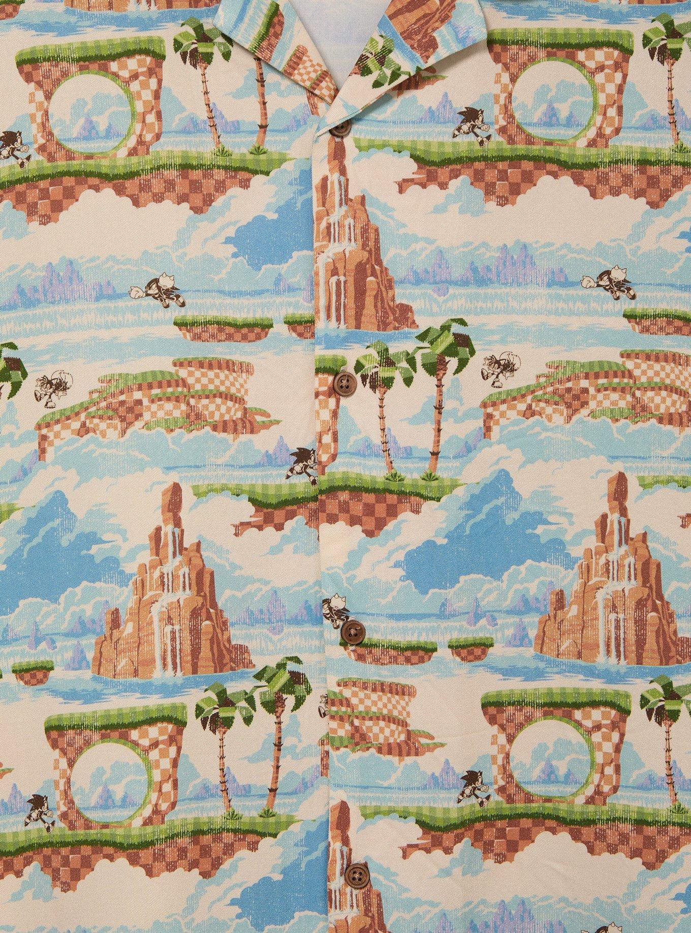 Sonic the Hedgehog Green Hill Map Allover Print Woven Button-Up - BoxLunch Exclusive, MULTI, alternate