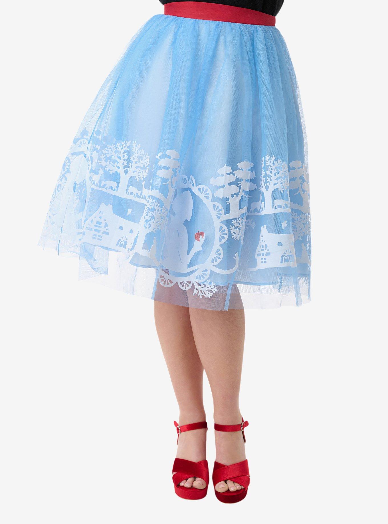 Disney's Snow White Collection by Unique Vintage Baby Blue Flocked Tulle Ballerina Skirt, , hi-res