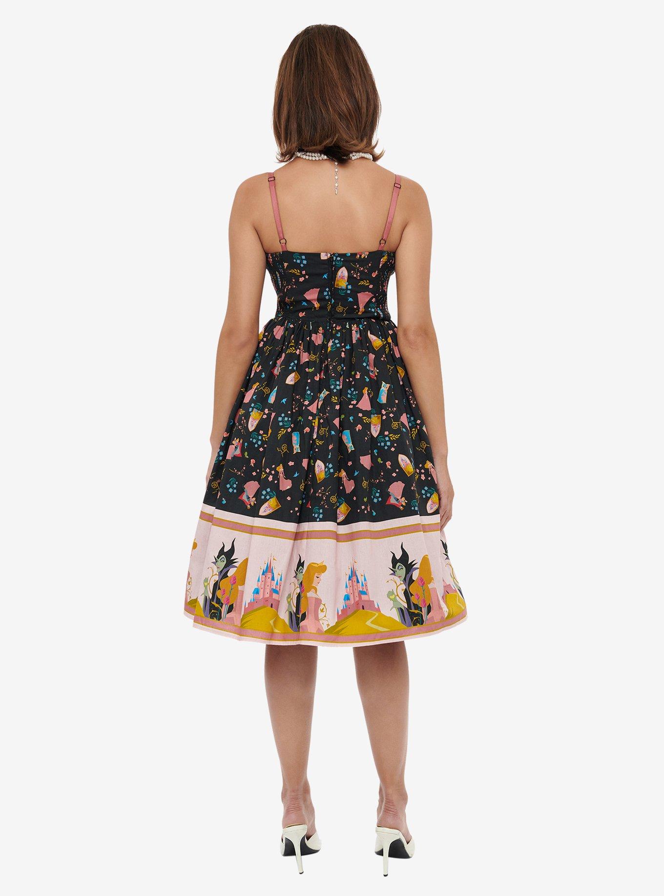 Disney Princess Collection by Unique Vintage Sleeping Beauty Print Swing Dress, , hi-res
