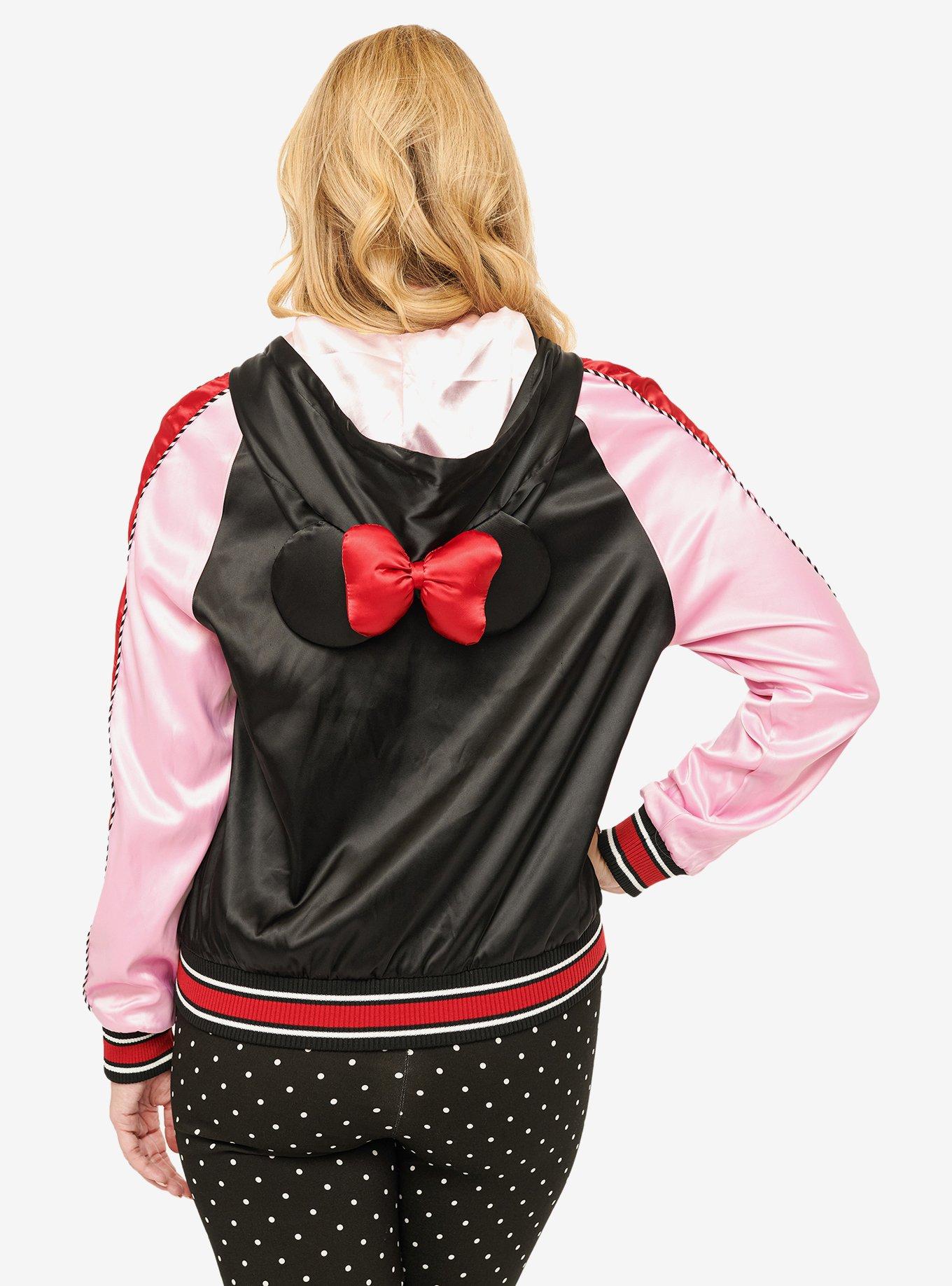 Disney Mickey & Friends Collection by Unique Vintage Minnie Mouse Hooded Satin Bomber Jacket, , hi-res