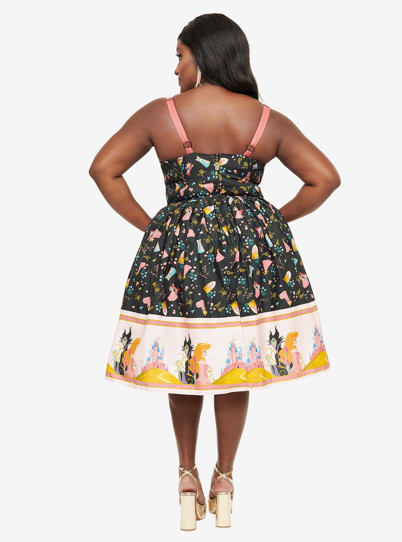 Disney Princess Collection by Unique Vintage Plus Size Sleeping Beauty Print Swing Dress, , hi-res