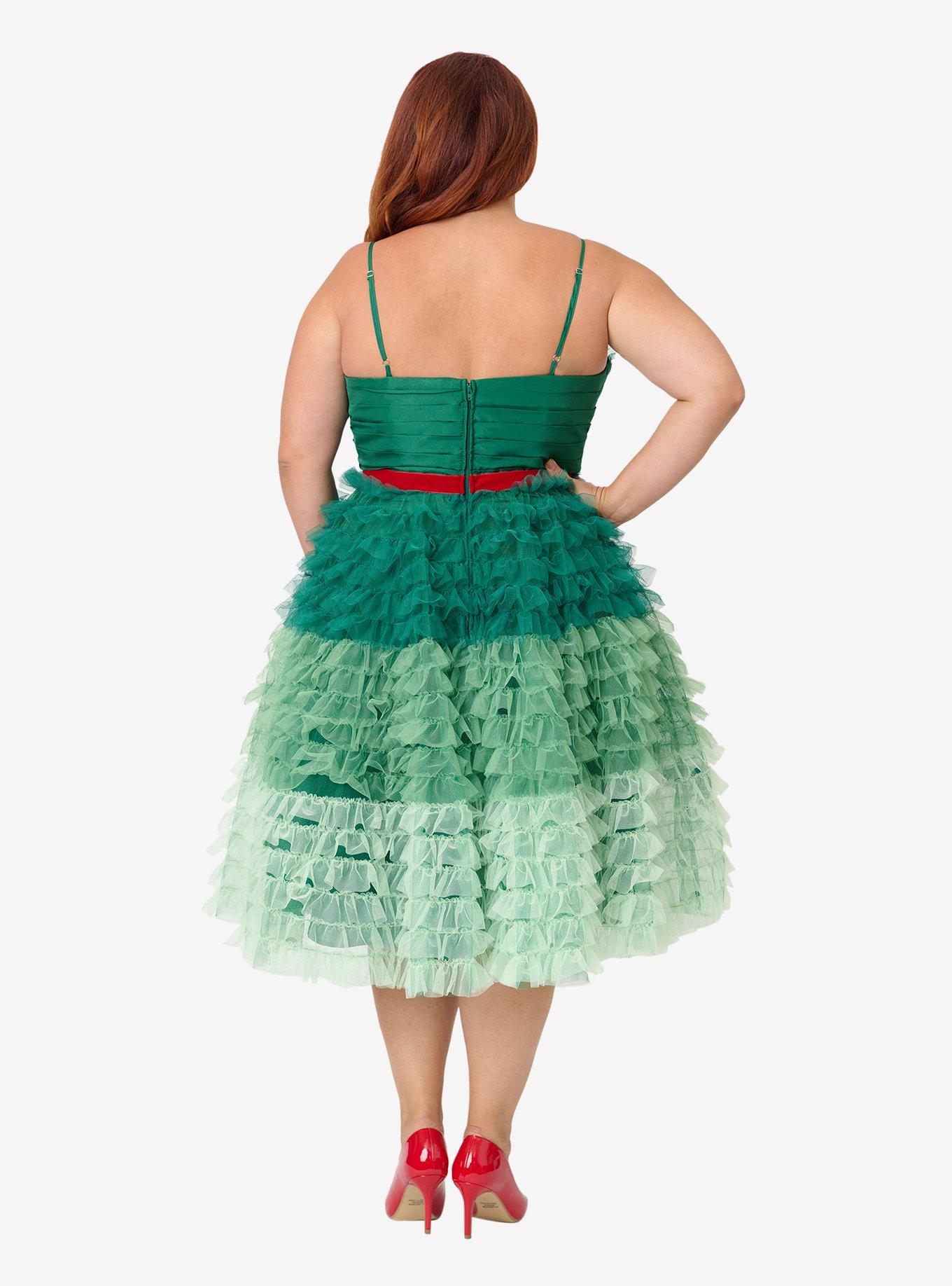 Unique Vintage Plus Size Green Ombre Tulle Cupcake Swing Dress, GREEN, alternate