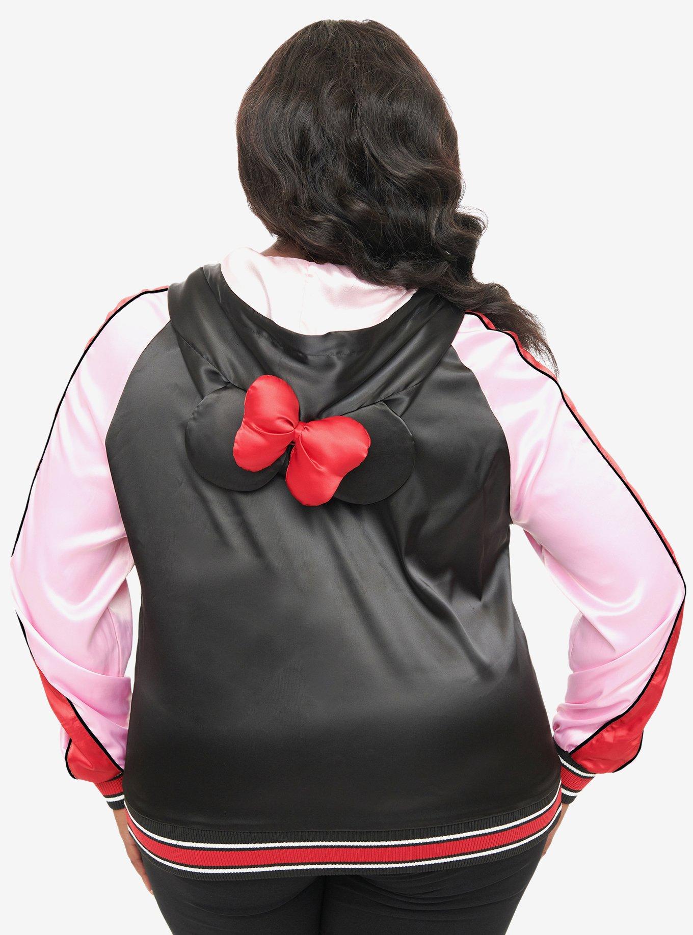 Disney Mickey & Friends Collection by Unique Vintage Plus Minnie Mouse Hooded Satin Bomber Jacket