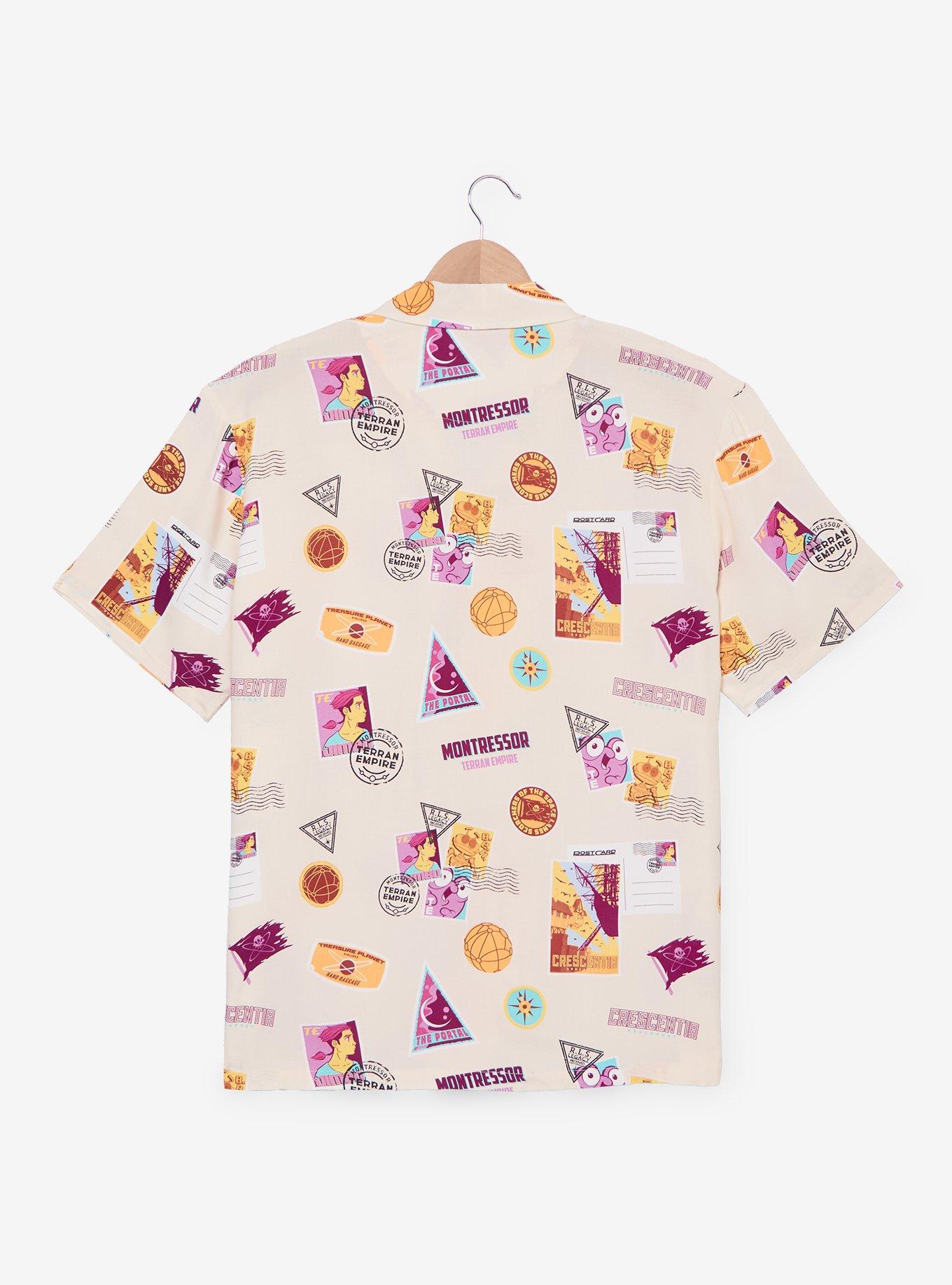 Disney Treasure Planet Stamps Allover Print Woven Button-Up - BoxLunch Exclusive, , hi-res