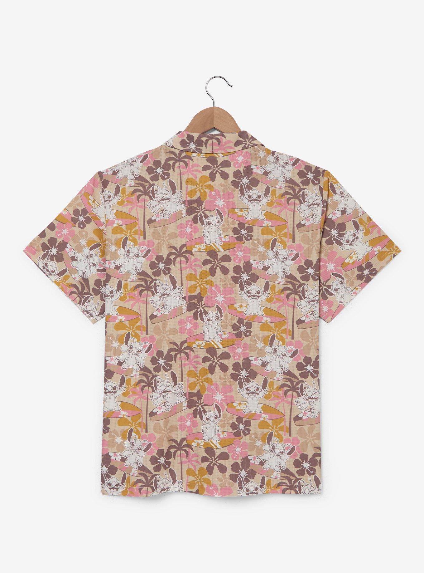 Disney Lilo & Stitch Floral Surfing Stitch Allover Print Woven Button-Up - BoxLunch Exclusive, , hi-res