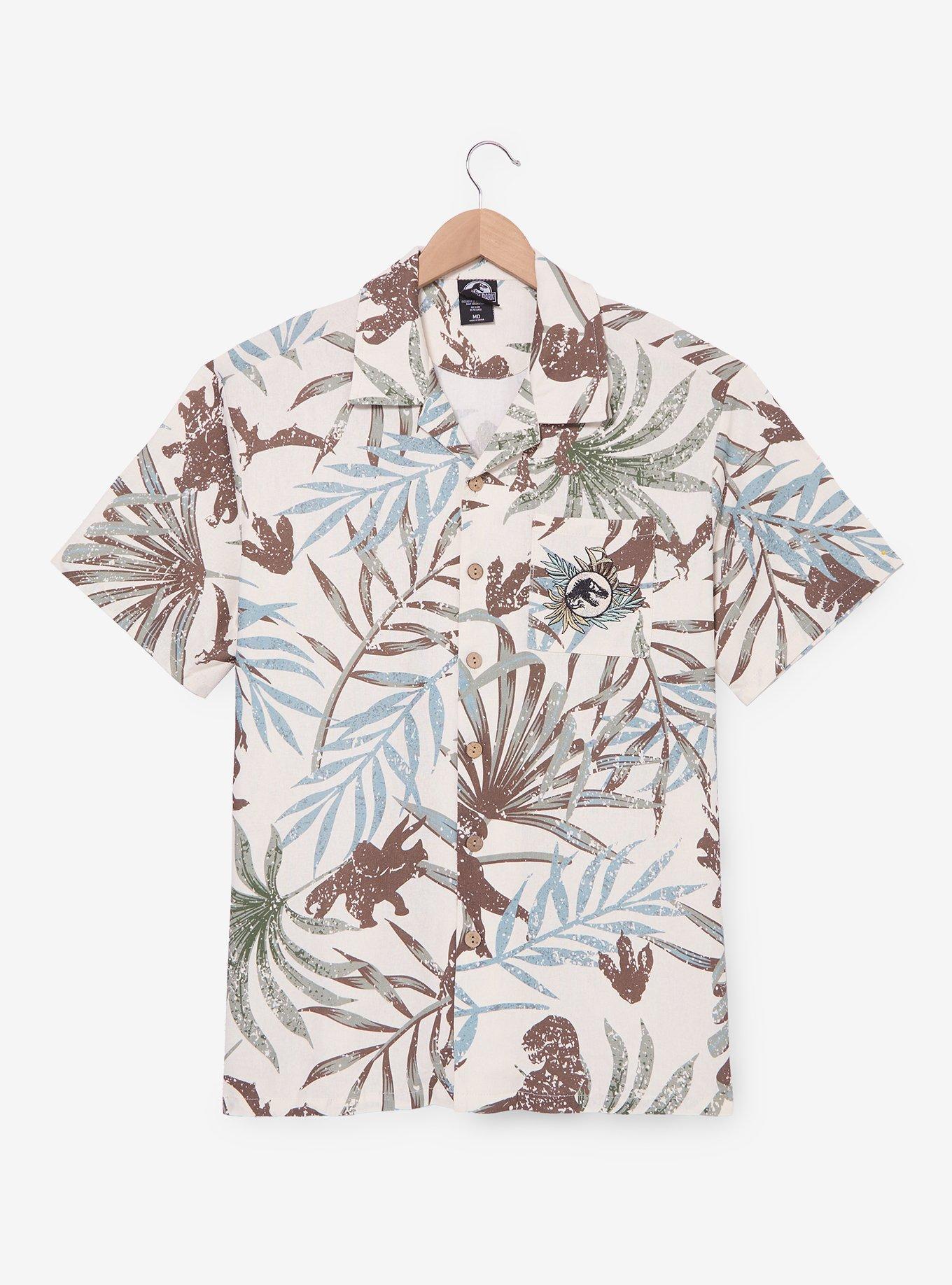 Jurassic Park Allover Print Woven Button-Up &mdash; BoxLunch Exclusive, , hi-res