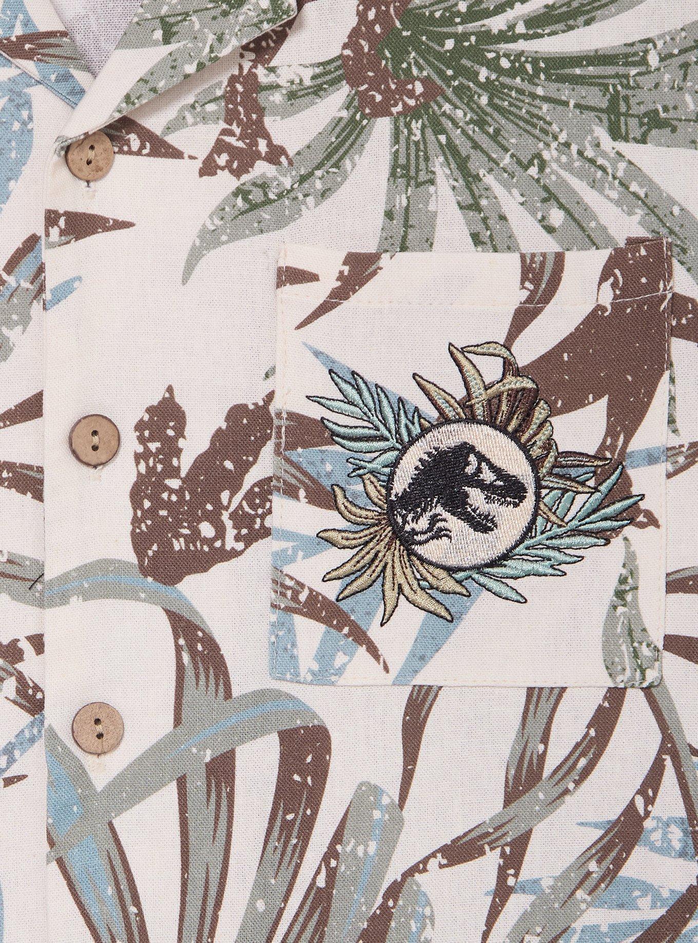 Jurassic Park Allover Print Woven Button-Up &mdash; BoxLunch Exclusive, MULTI, alternate