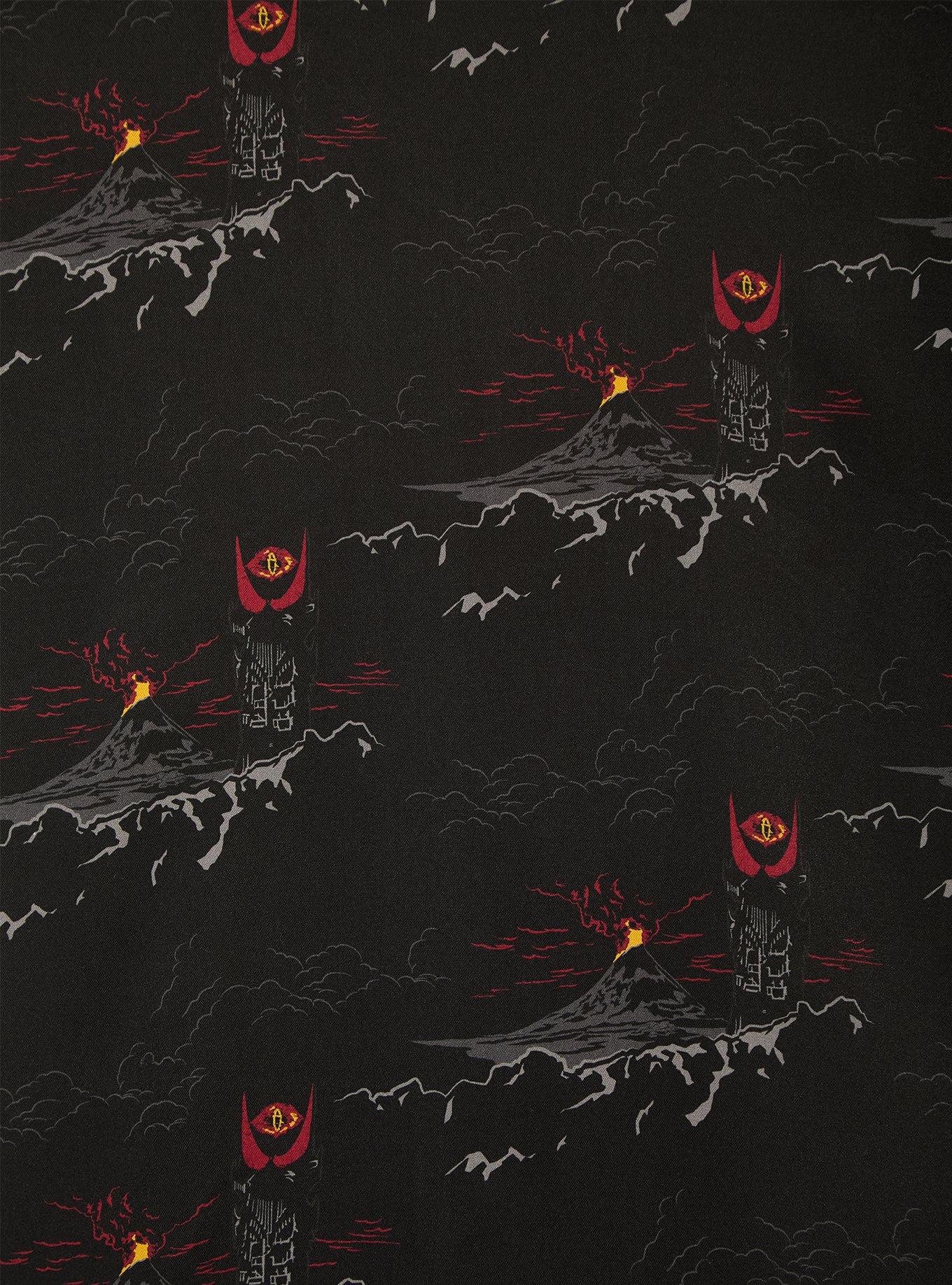 The Lord of The Rings Mordor Allover Print Woven Button-Up - BoxLunch Exclusive, BLACK, alternate