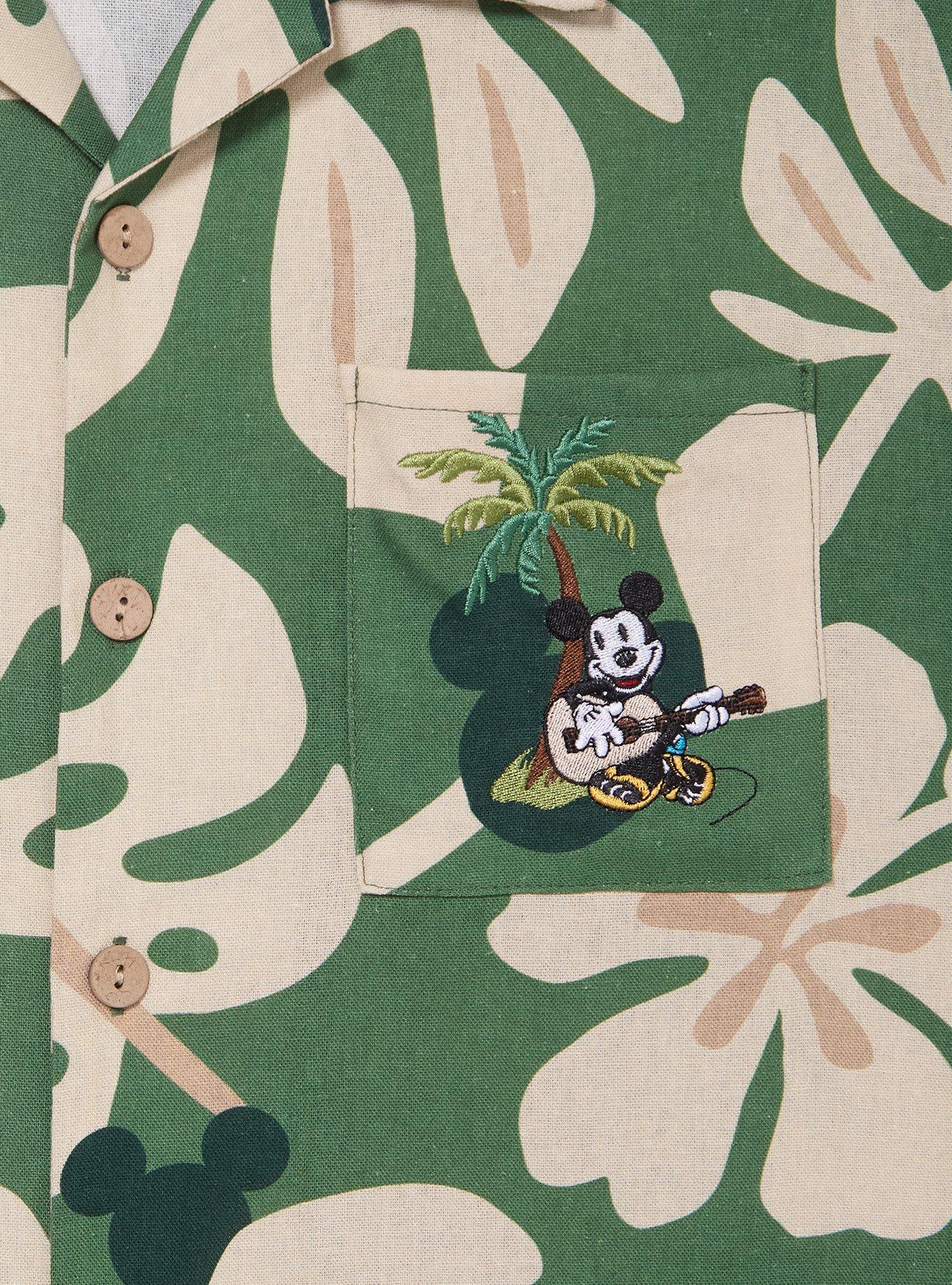 Disney Mickey Mouse Tropical Woven Button-Up &mdash; BoxLunch Exclusive, GREEN, alternate