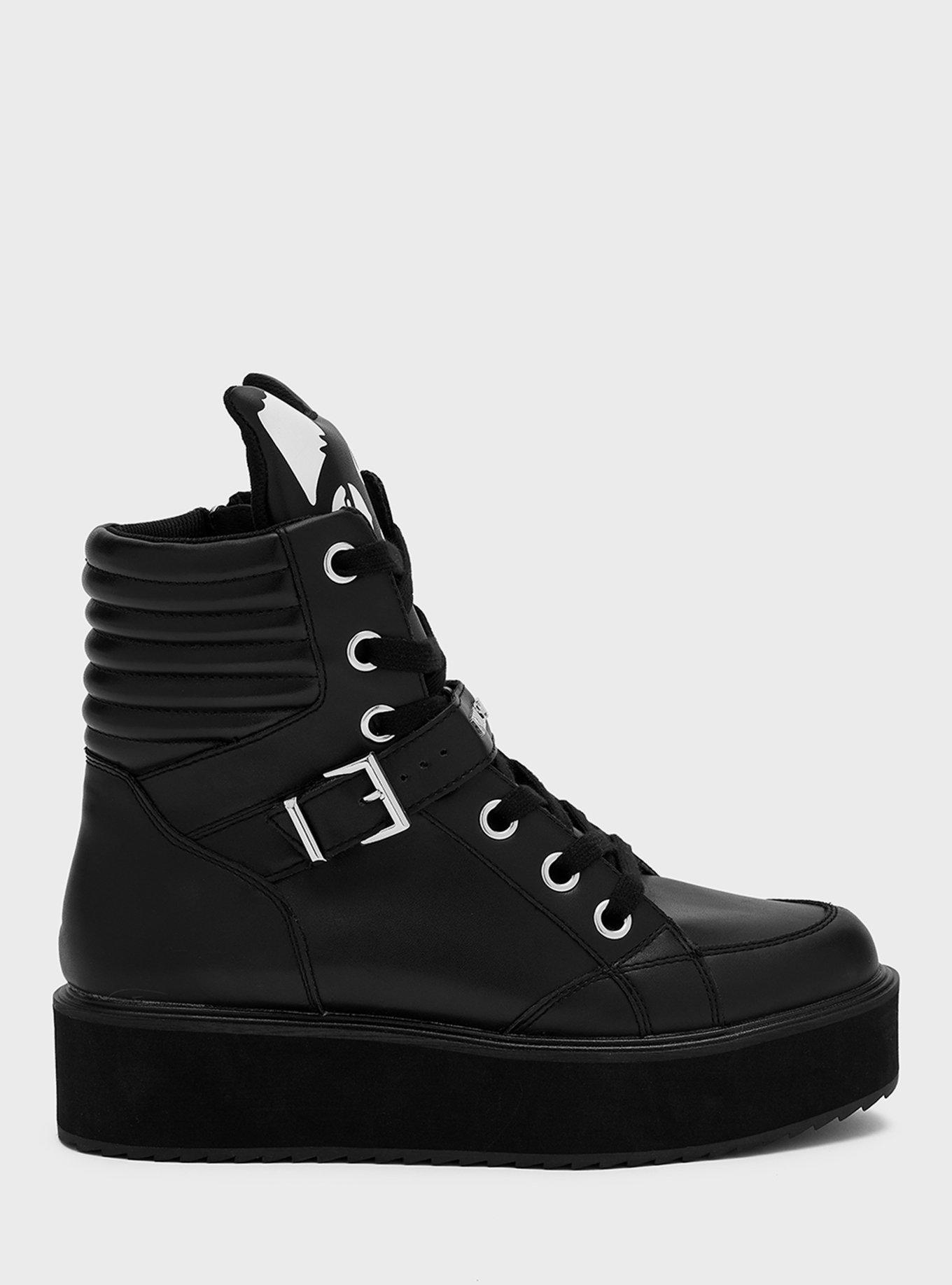 KIHILIST Black Keiko Cat Hi-Top Sneakers, BLACK, alternate