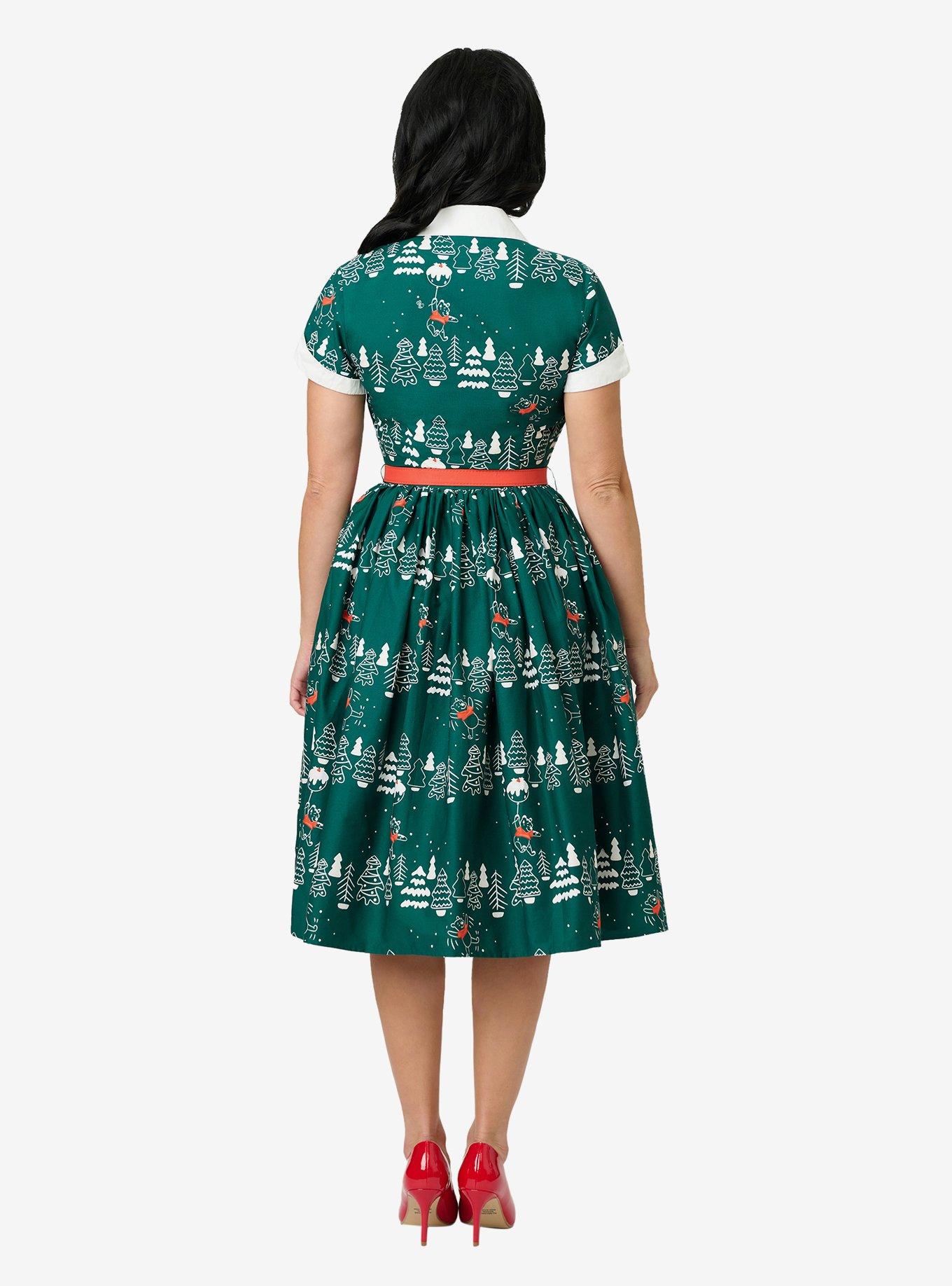Disney Holiday Collection by Unique Vintage Winnie The Pooh Belted Alexis Swing Dress, , hi-res