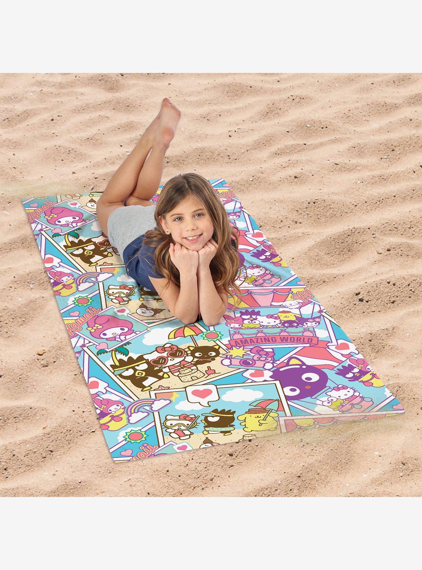 Hello Kitty & Friends Vacay Postcards Microfiber Beach Towel, , hi-res
