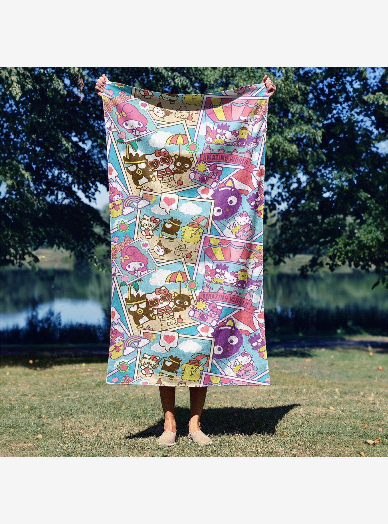 Hello Kitty & Friends Vacay Postcards Microfiber Beach Towel