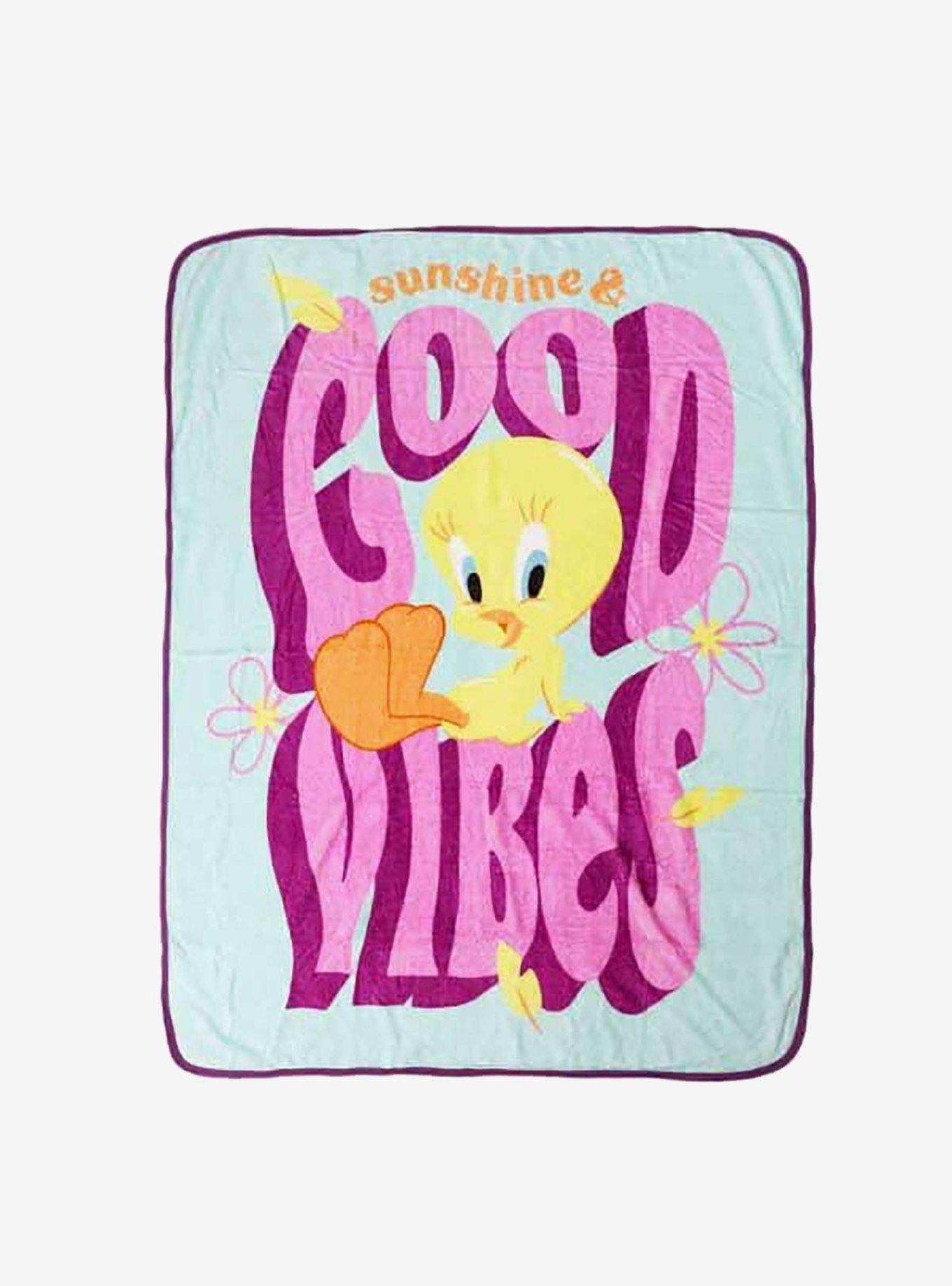 Looney Tunes Good Vibes Micro Raschel Throw Blanket, , alternate