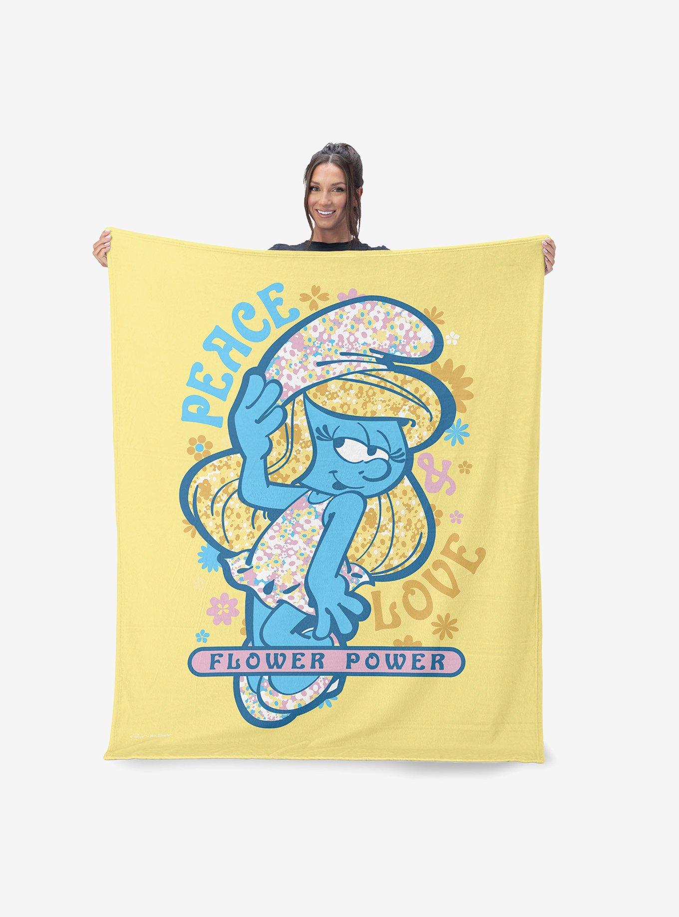 Smurfs Smurfette Peace Love Flower Power Silk Touch Throw Blanket, , hi-res